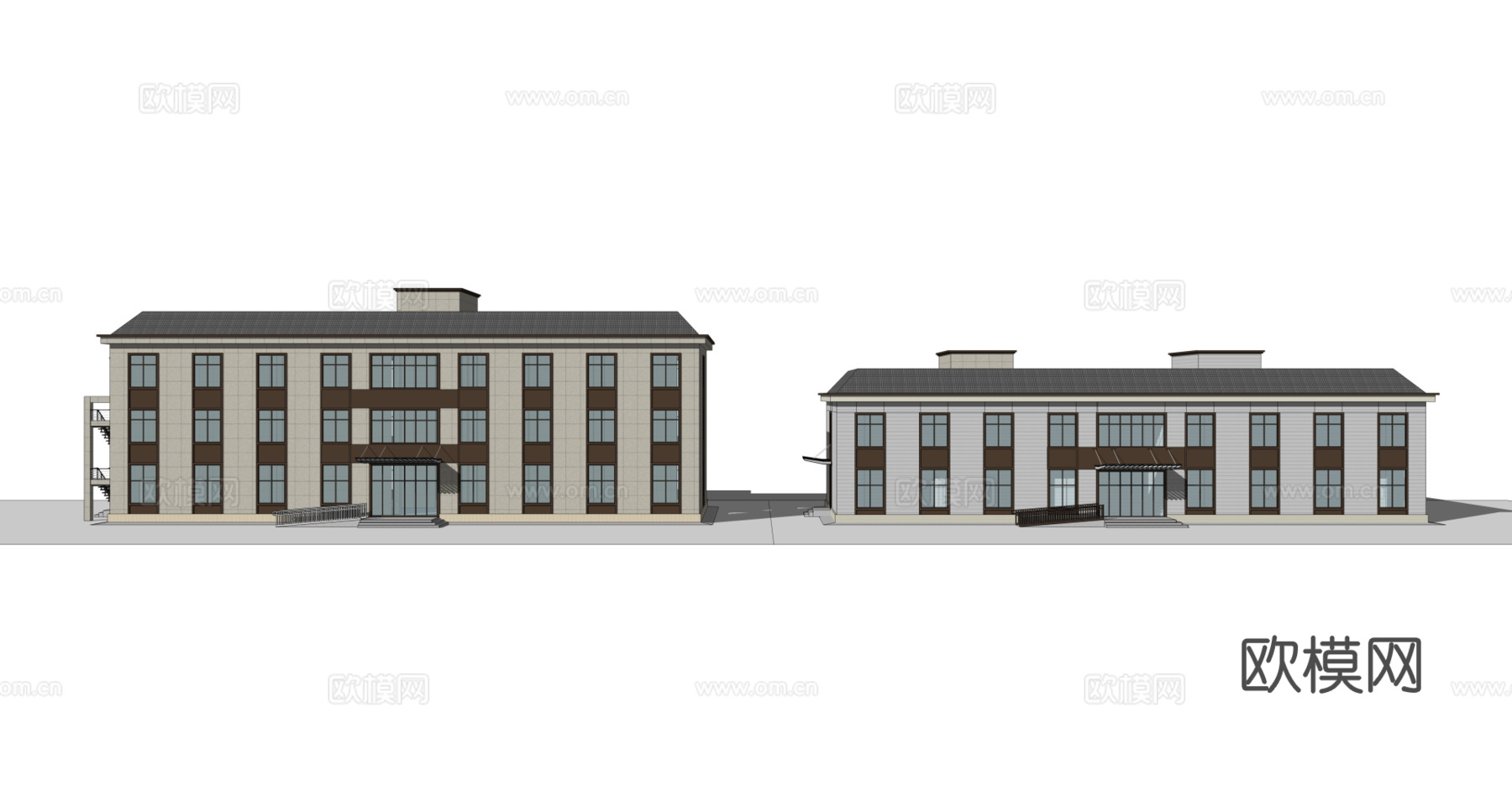 现代办公楼建筑外观su模型下载