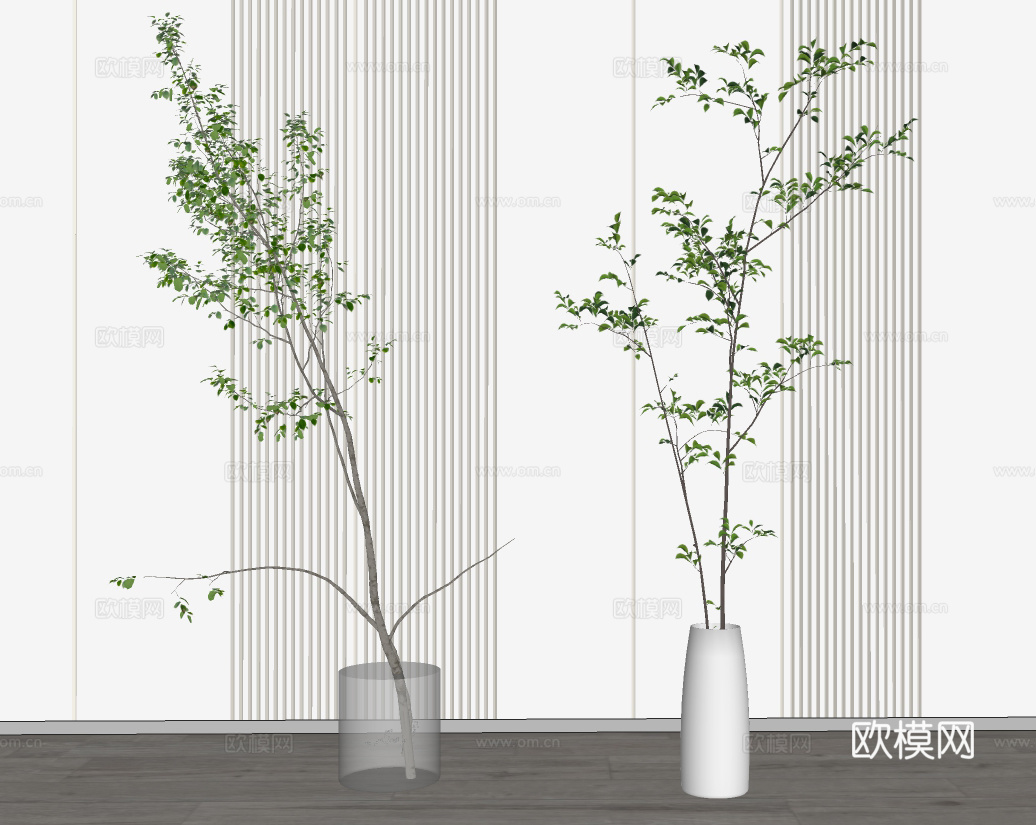 现代绿植花瓶插花su模型下载