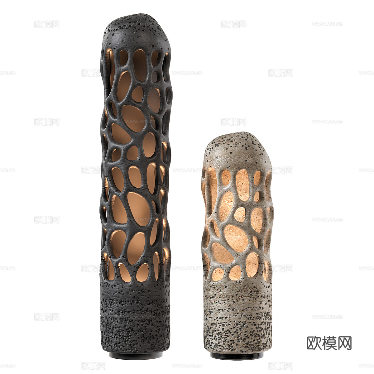 现代侘寂蜂窝状装饰落地灯3d模型下载（渲染图1）