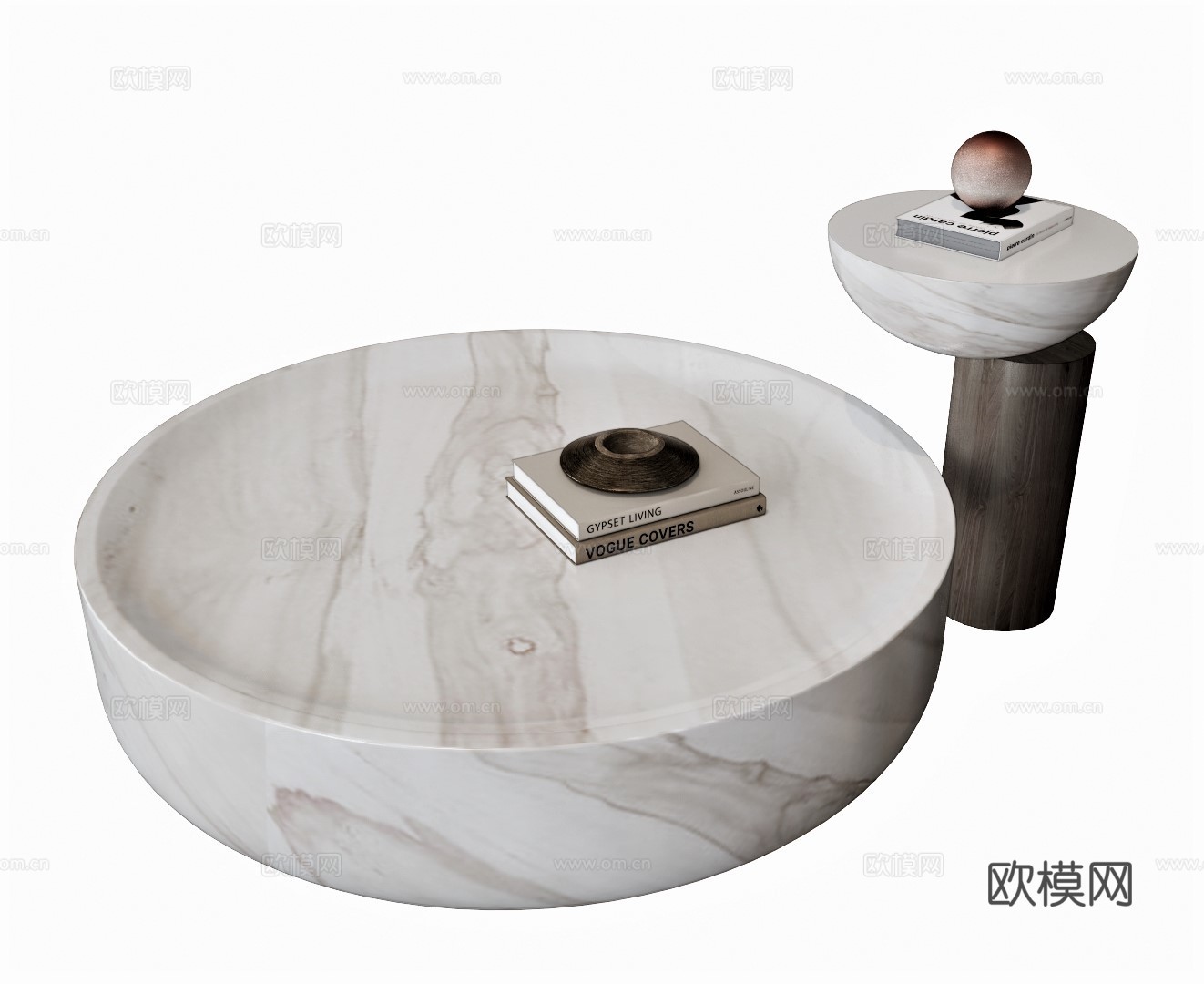 现代大理石茶几su模型下载