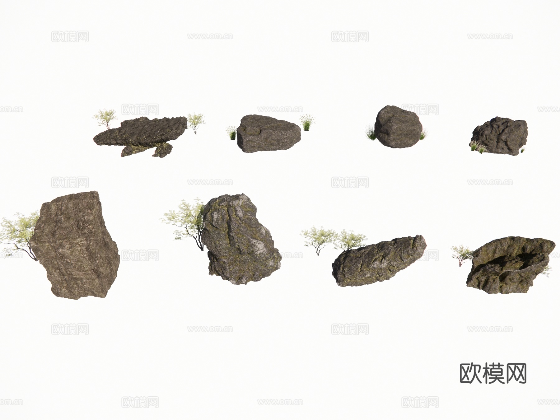中式假山 石头 景石 置石 自然石 岩石su模型下载
