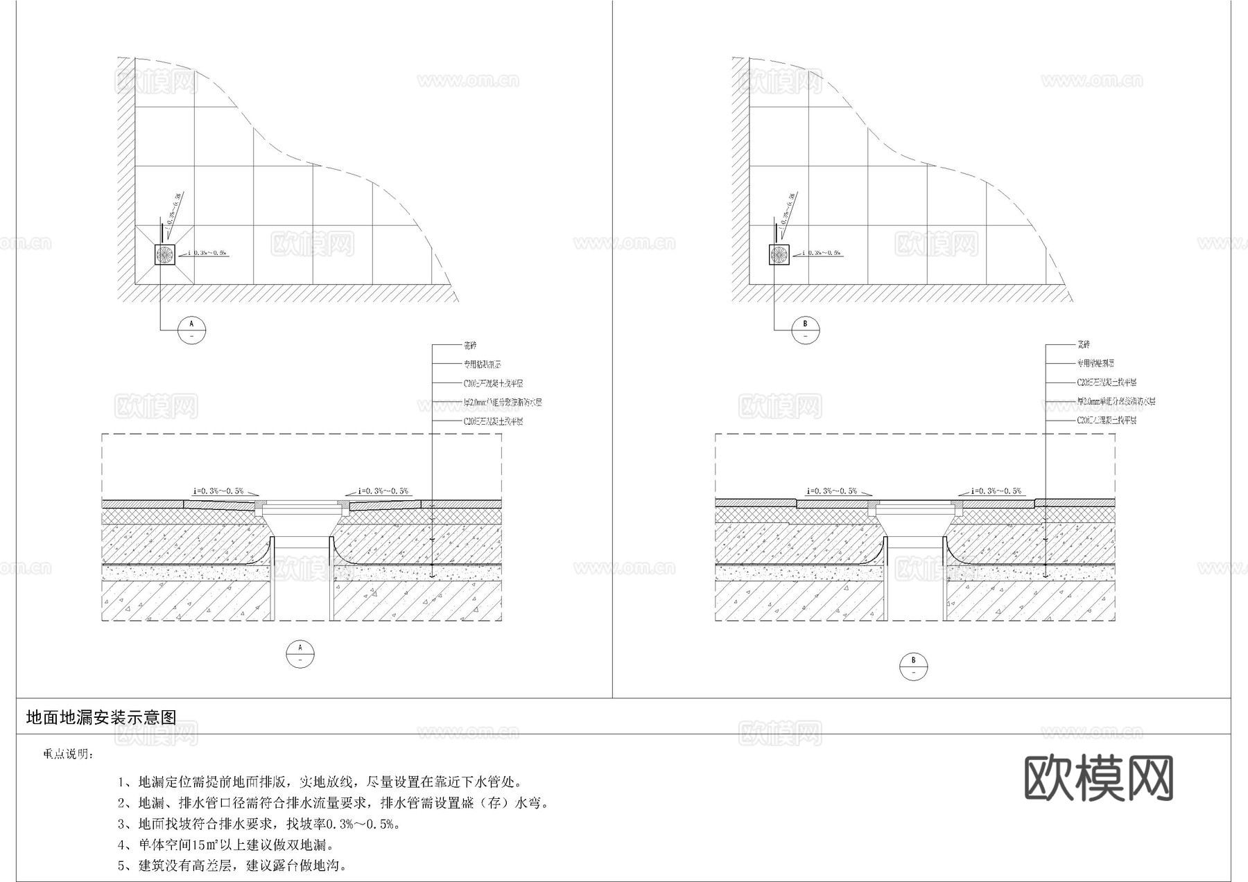 地面通用节点大样图cad施工图