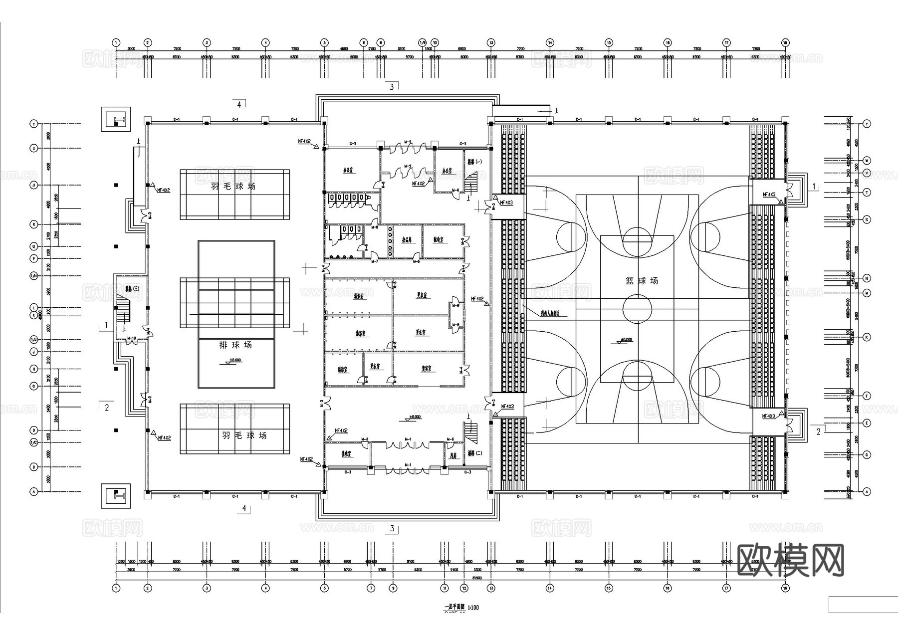 篮球场羽毛球场方案图cad施工图