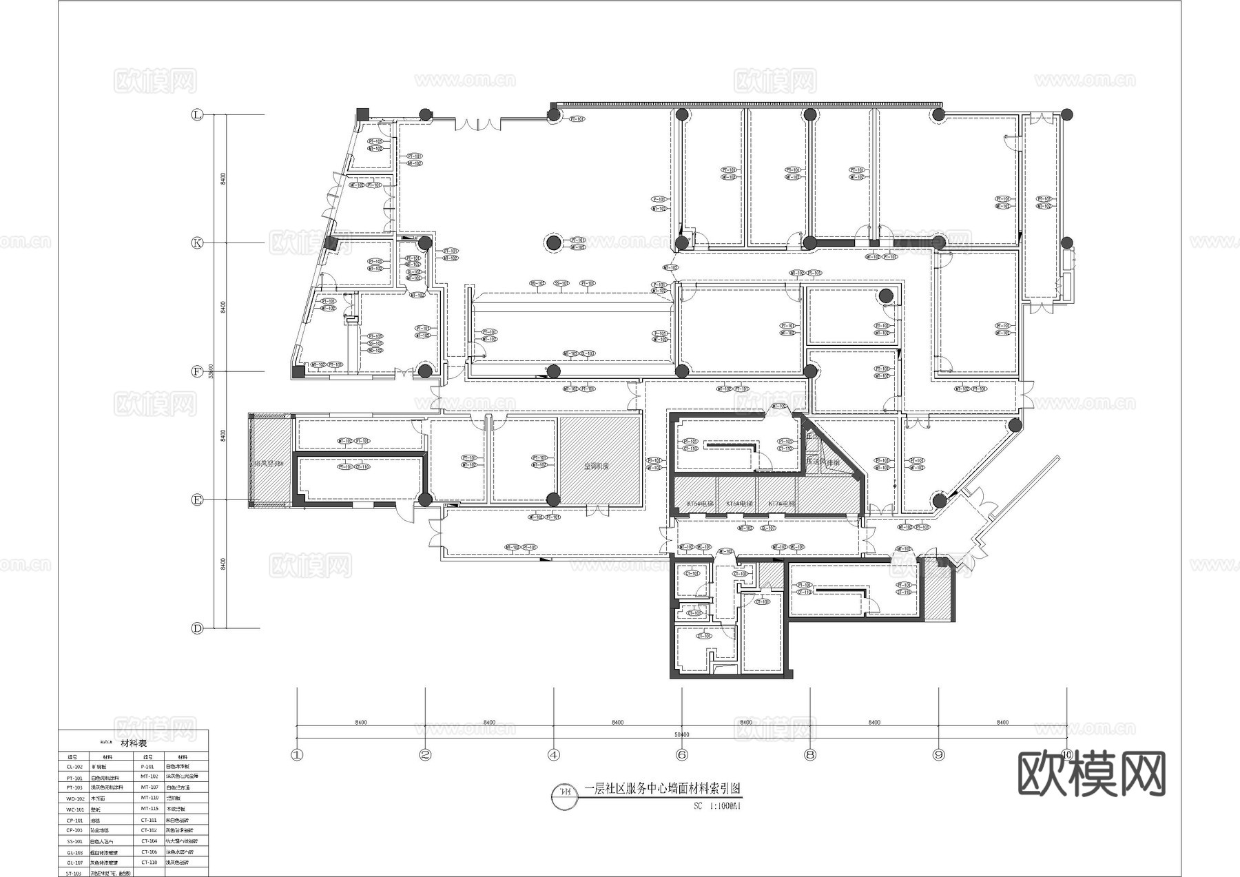 综合服务大厅办公室全套施工图cad施工图