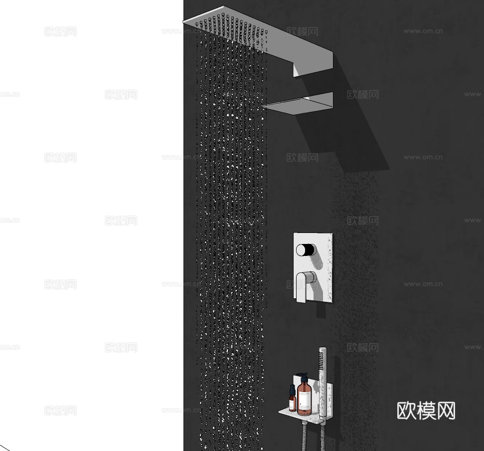 现代花洒卫浴小件su模型下载