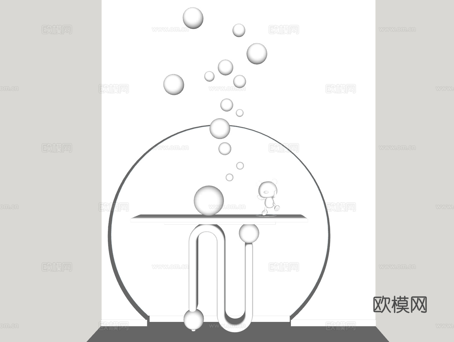 现代端景台su模型下载