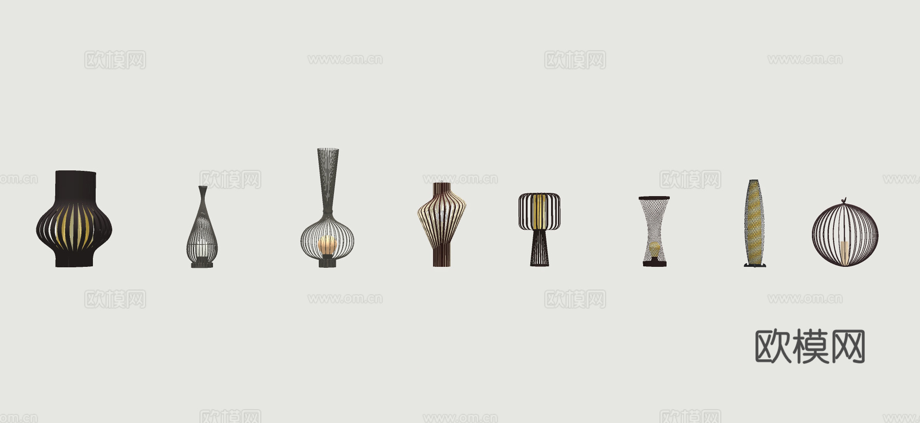 新中式景观灯 庭院灯 地灯 草坪灯 路灯su模型下载