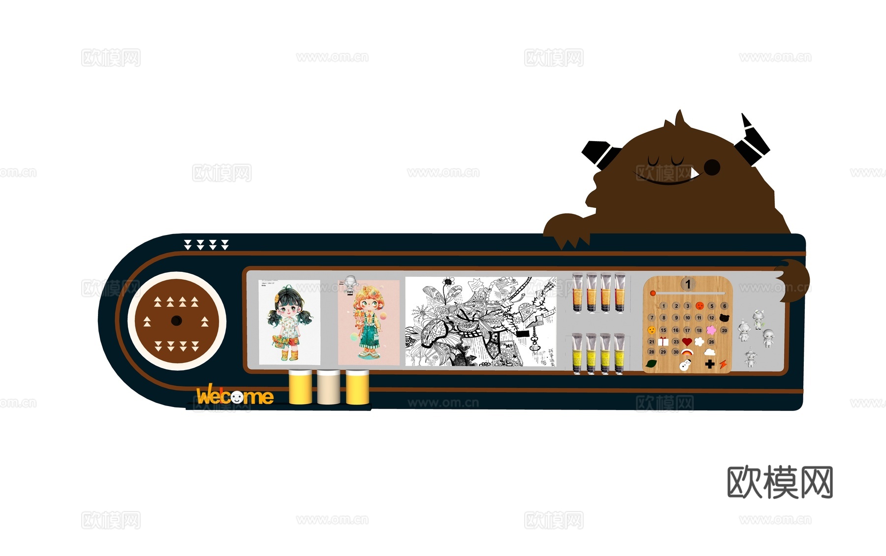 现代儿童墙饰挂件su模型