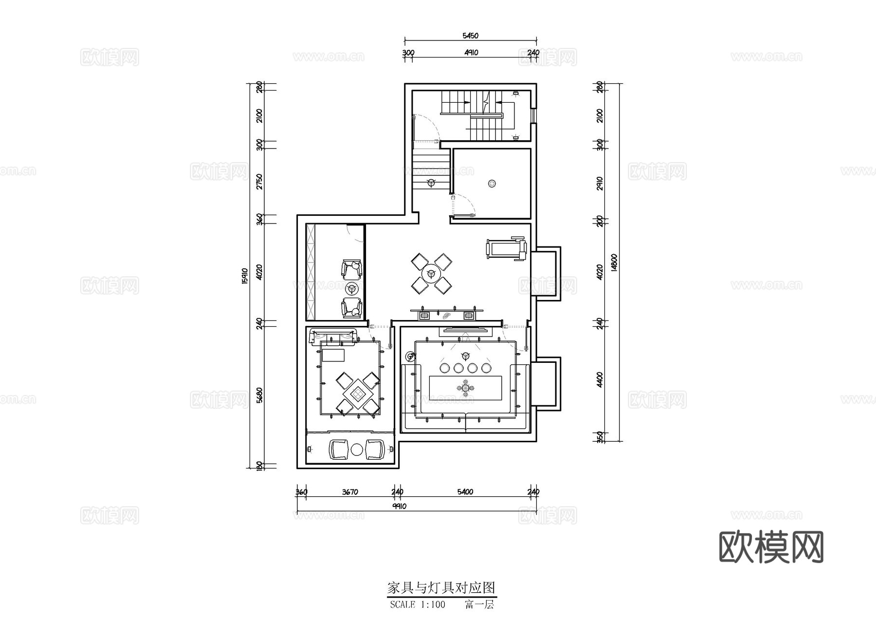 民宿休闲室内施工图cad施工图