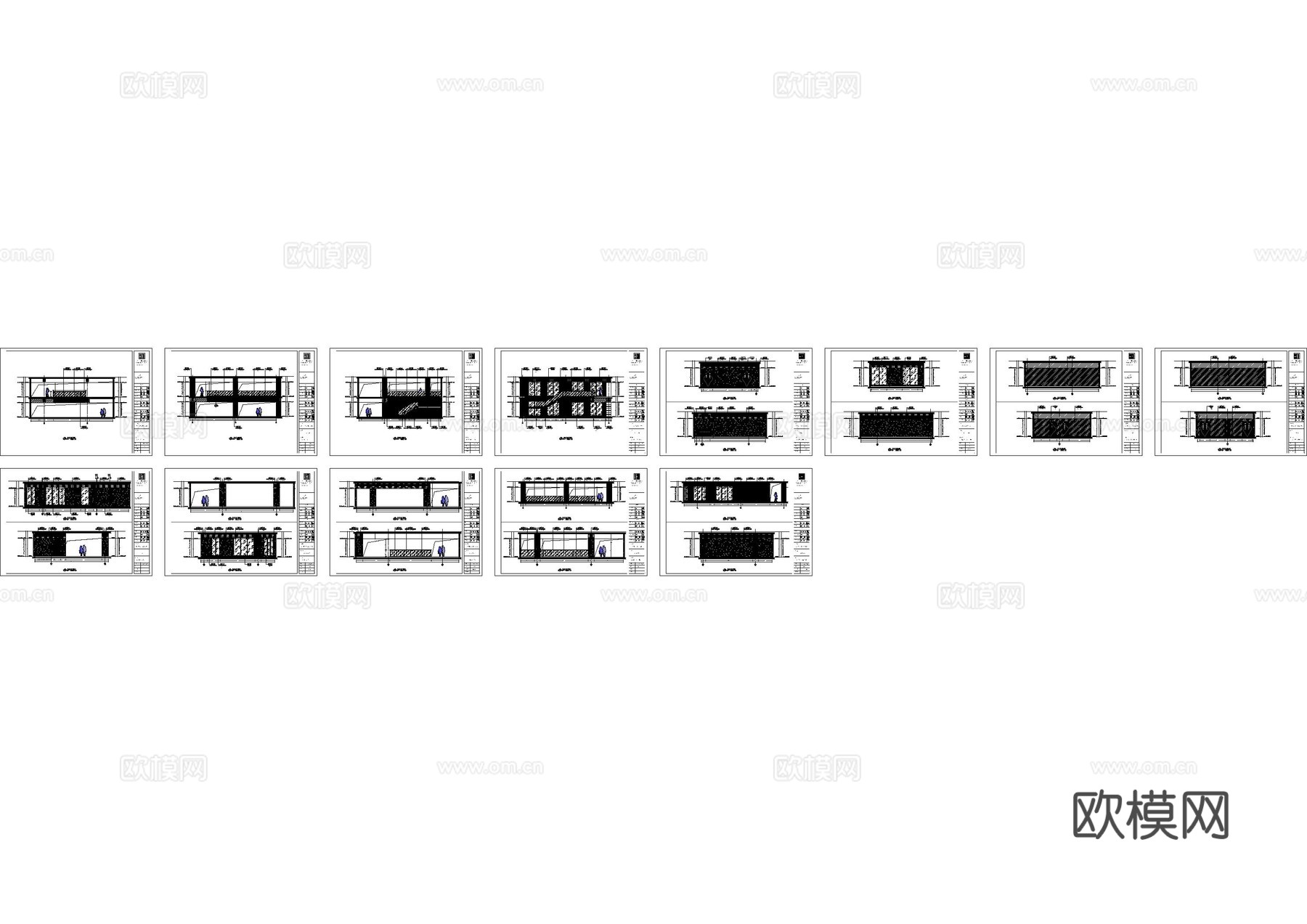文化阅读室图书室中心全套施工图cad施工图