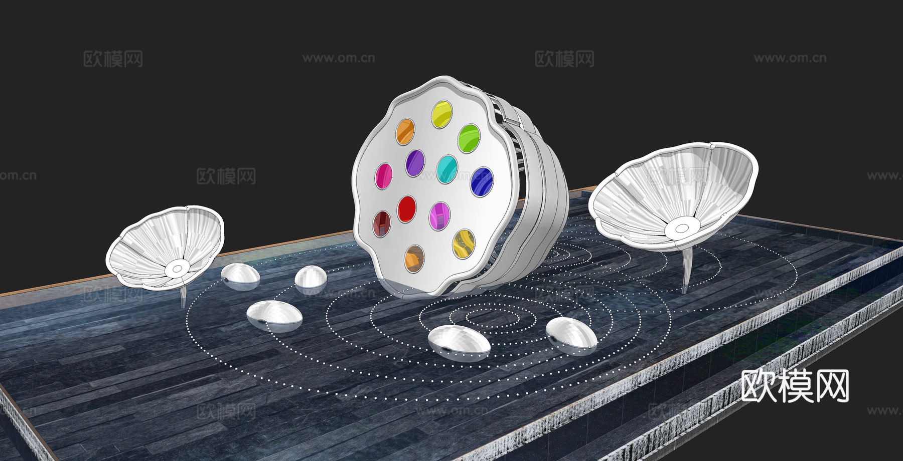 现代莲蓬雕塑小品su模型下载