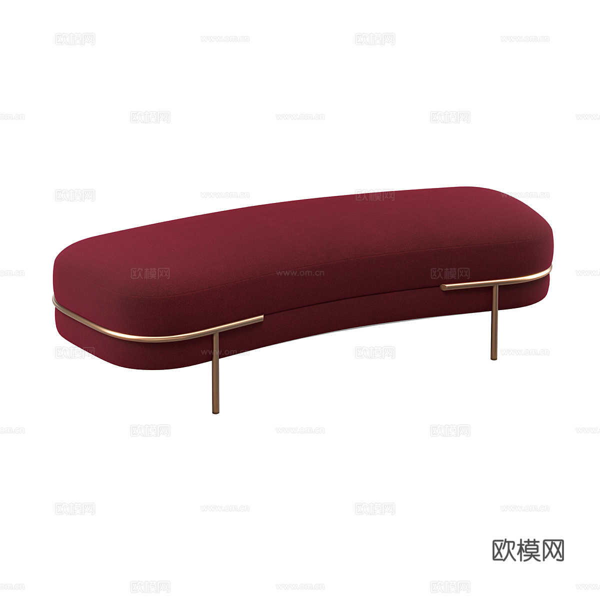 现代意式轻奢布艺长凳 床尾凳 条凳3d模型