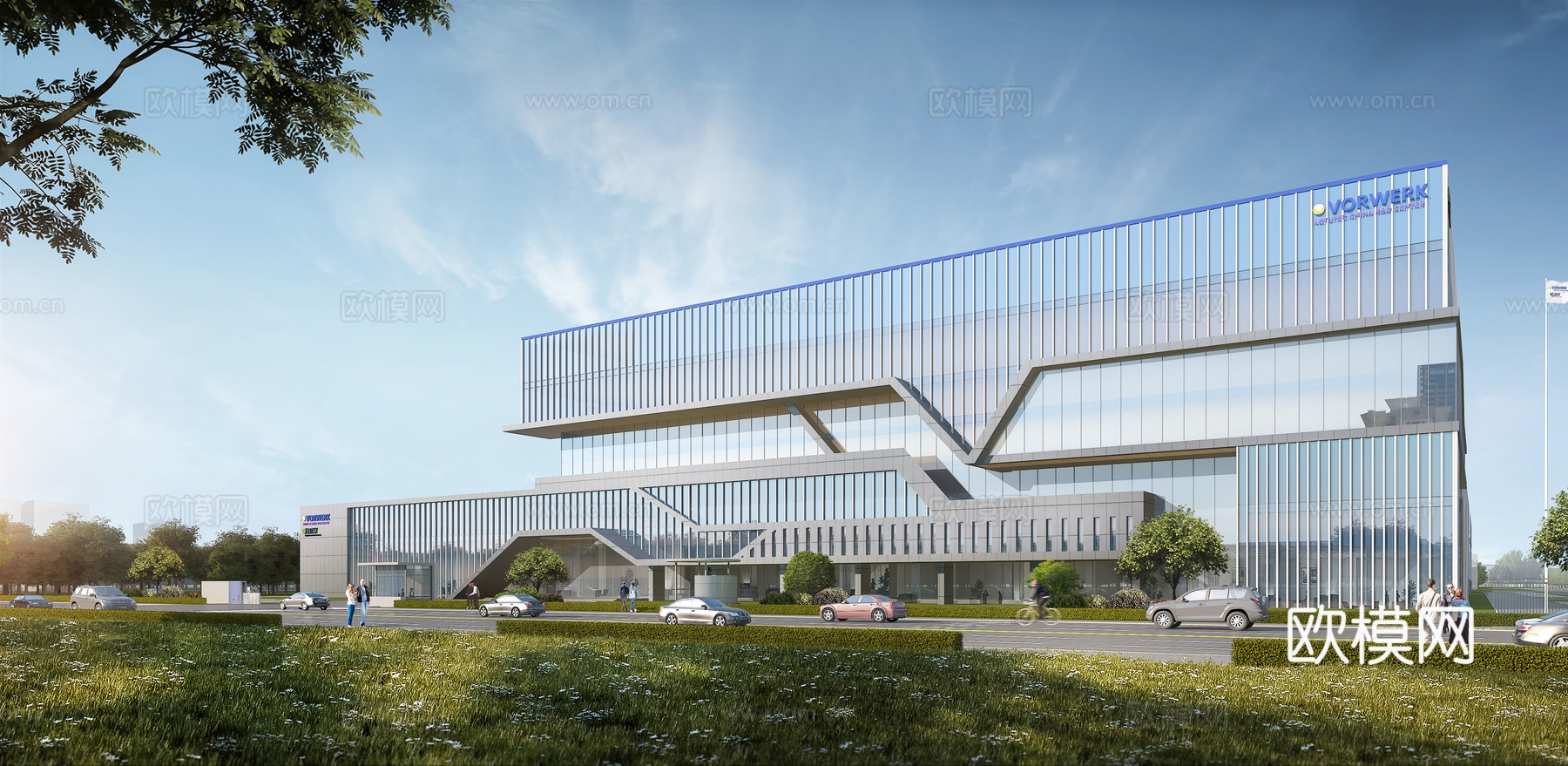 现代工业园区建筑外观su模型下载
