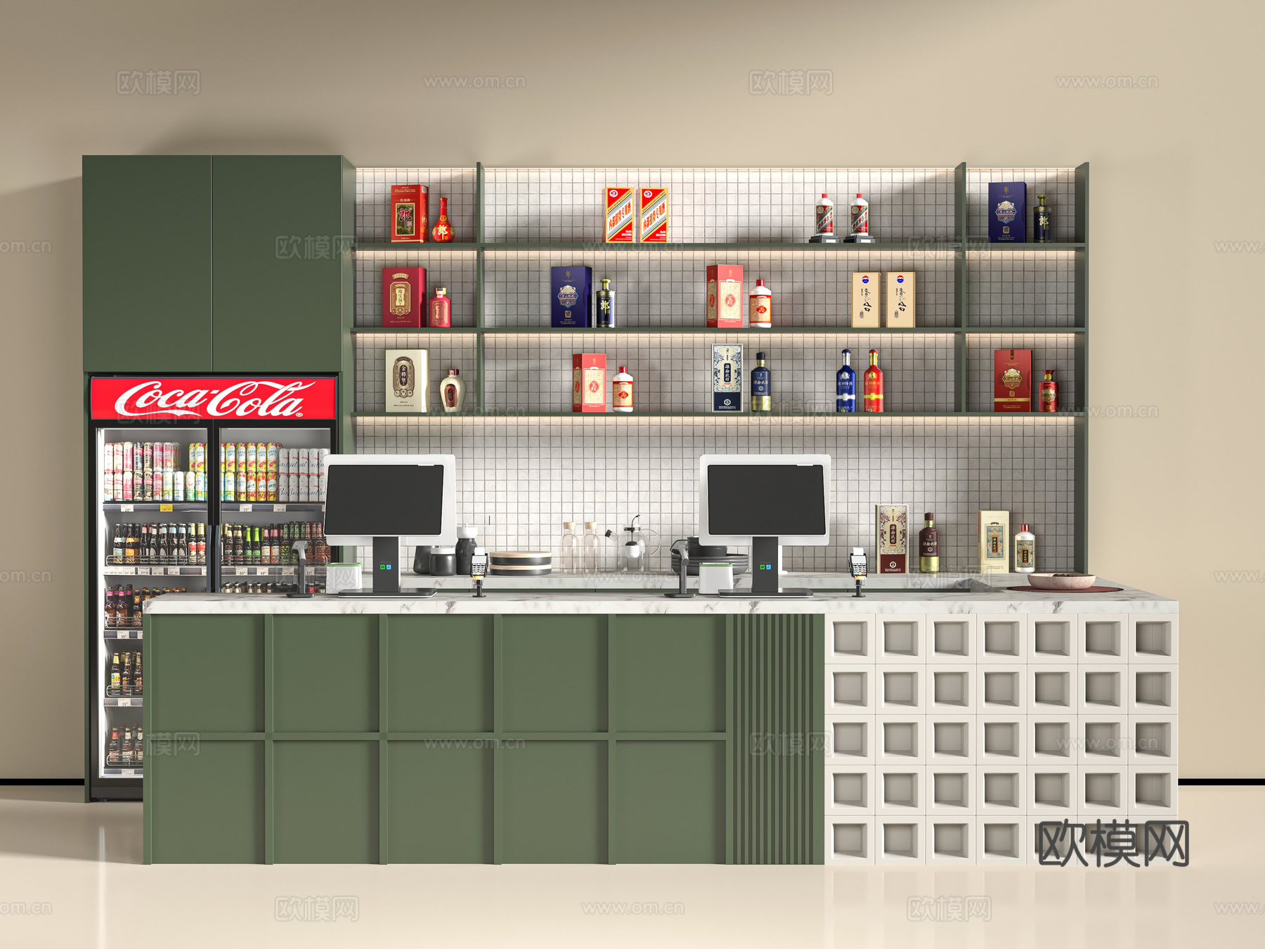 现代饭店前台3d模型