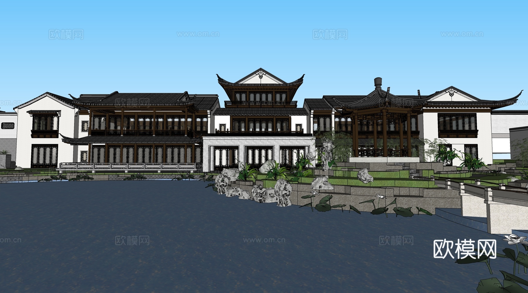 中式园林建筑 古建筑 中式建筑su模型