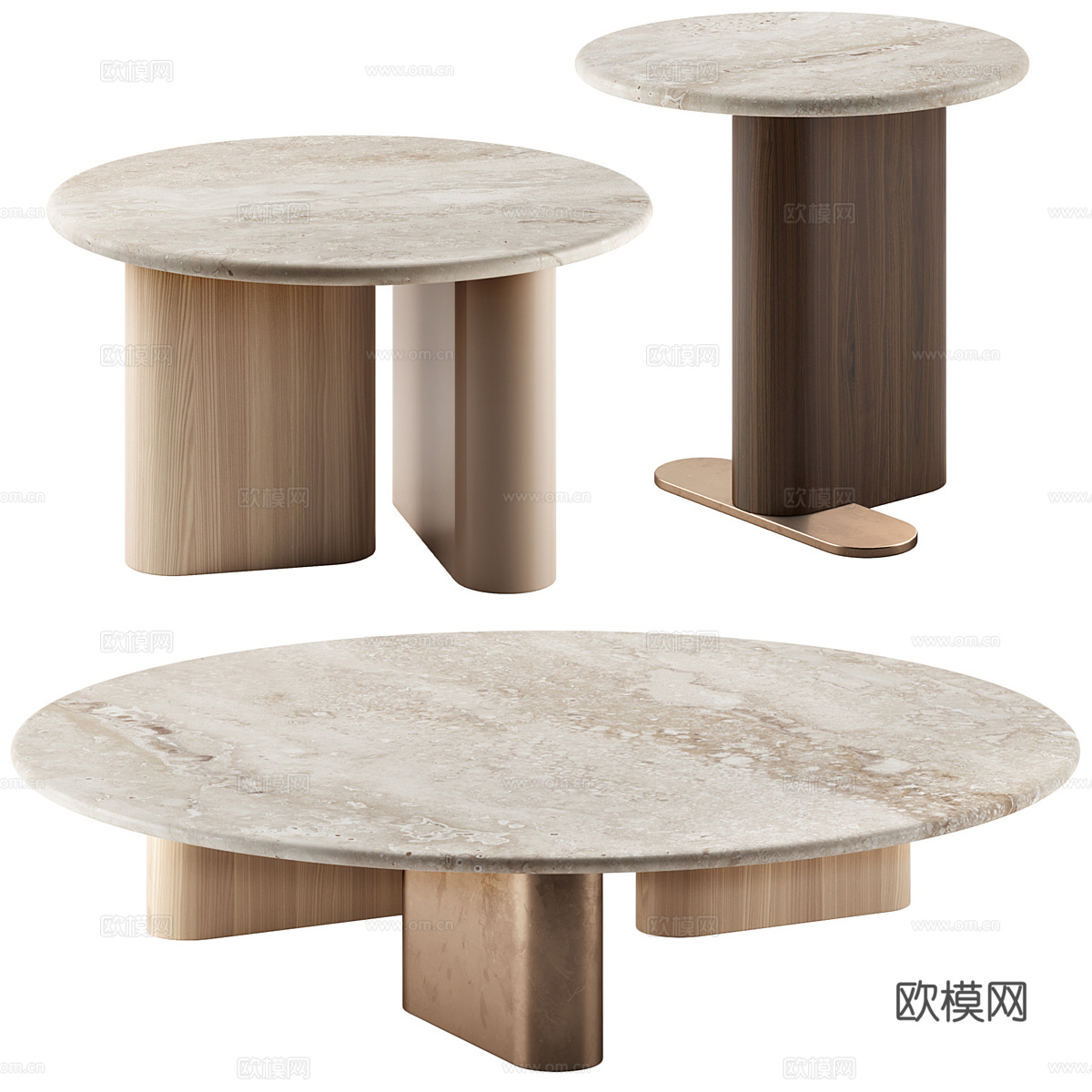 现代意式茶几组合3d模型