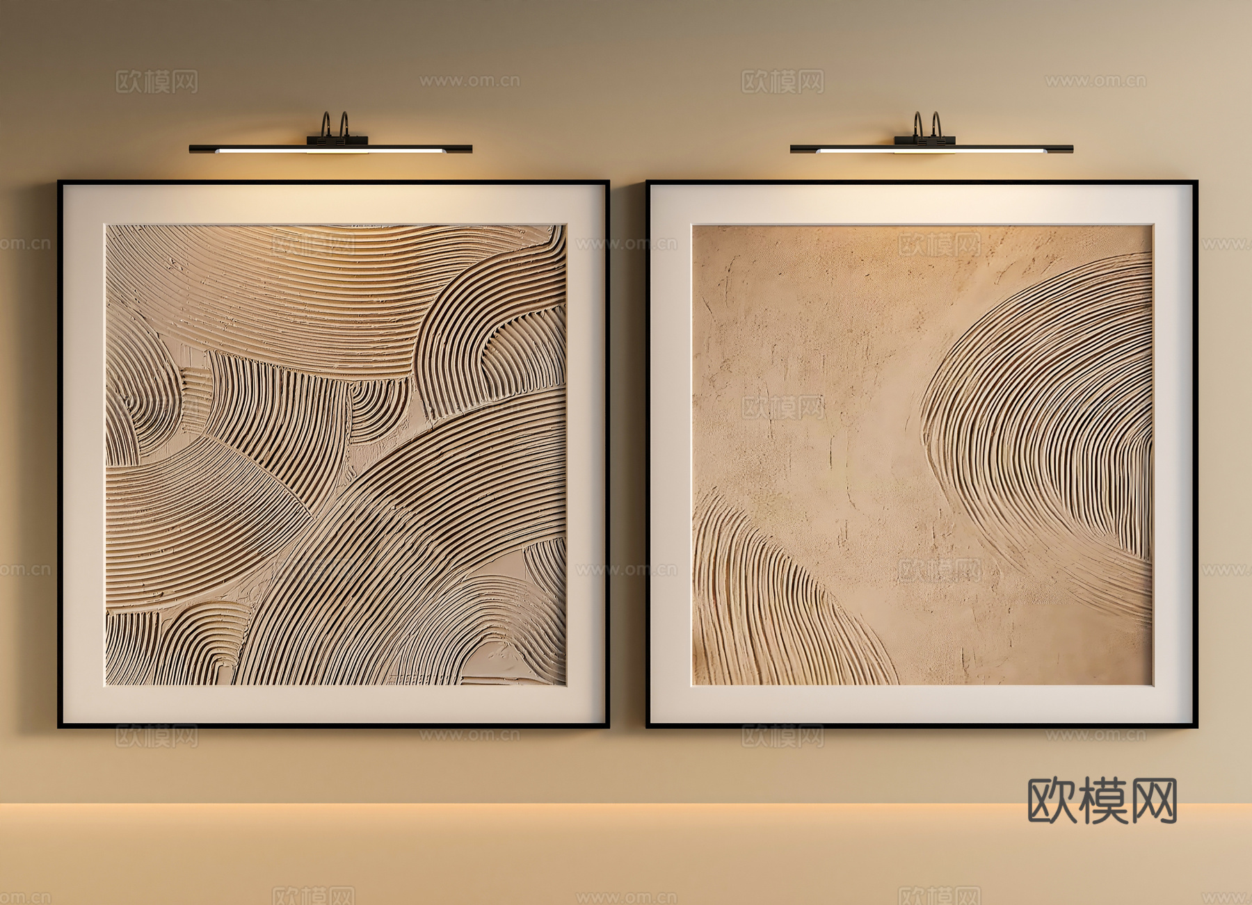 侘寂奶油组合装饰画3d模型