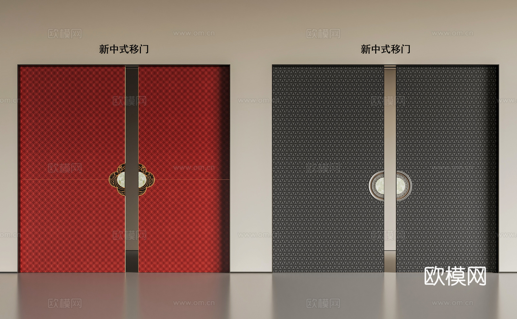 新中式推拉门移门3d模型