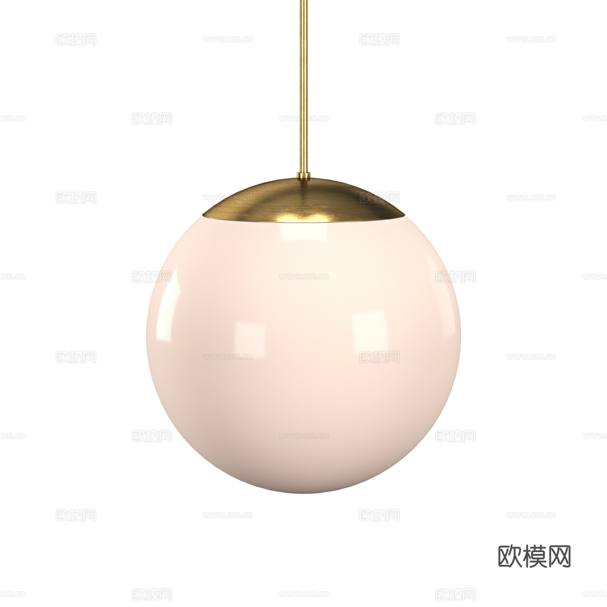现代轻奢乳白色球形玻璃装饰吊灯3d模型3d模型