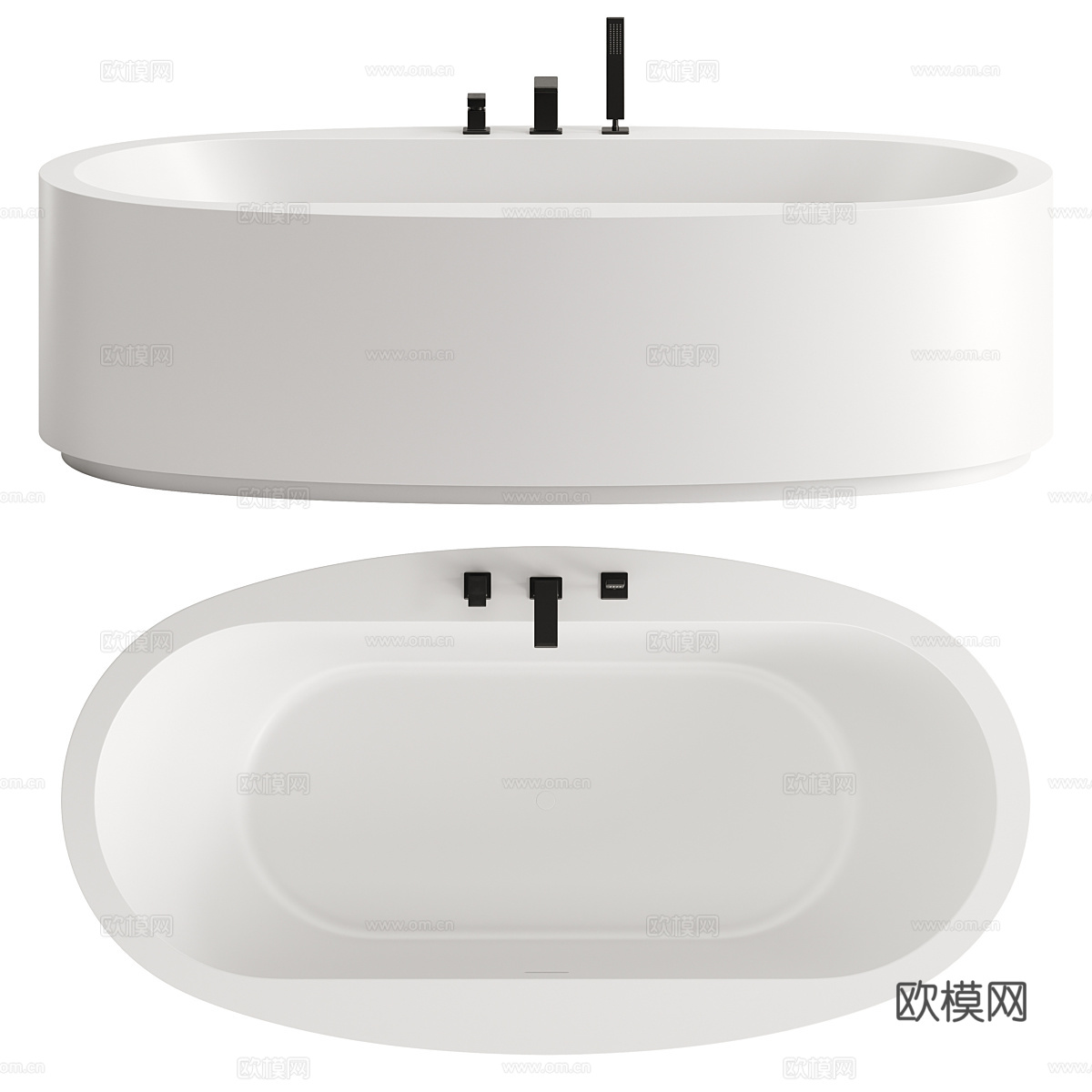 现代意式独立式椭圆浴缸3d模型