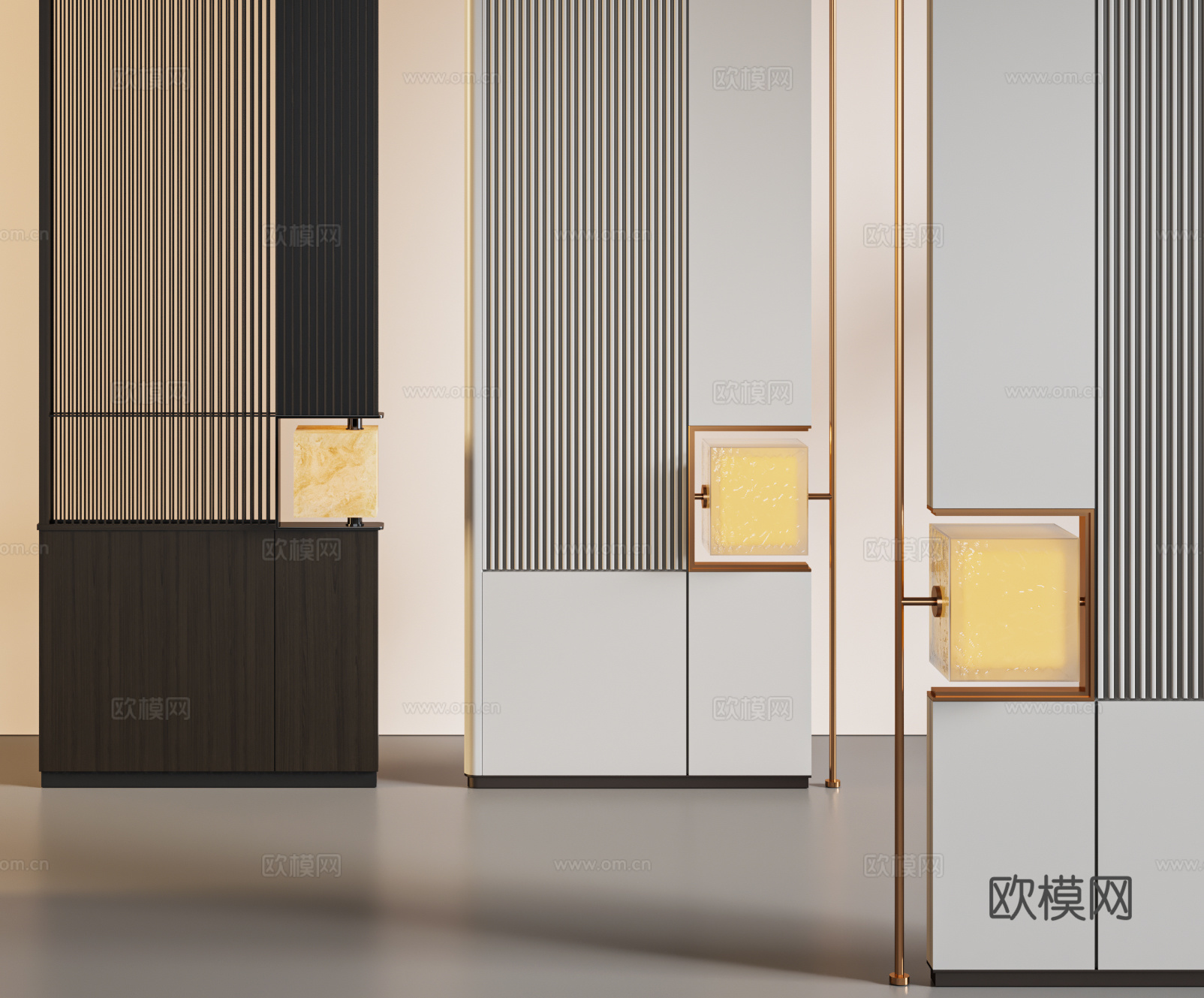 现代轻奢屏风隔断 装饰屏风su模型
