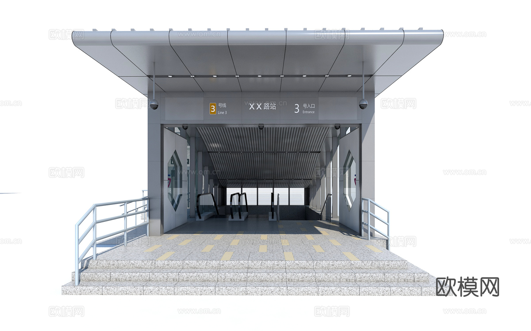 地铁入口 苏式地铁入口 中式地铁入口 地铁3d模型