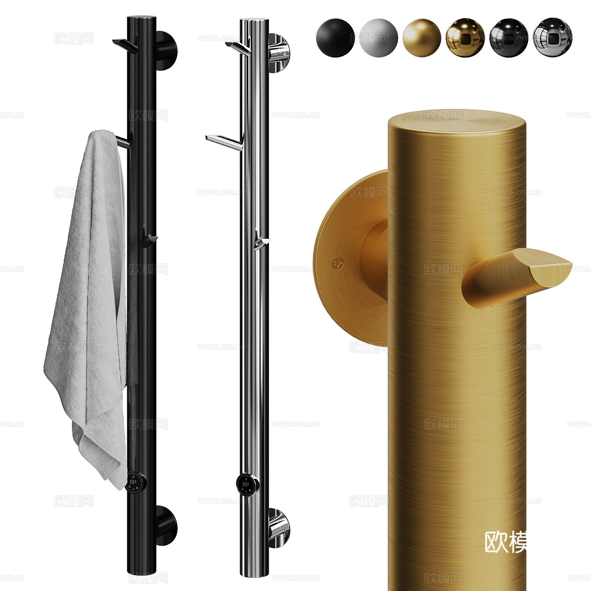 现代轻奢 Boheme Oak 加热毛巾架3d模型