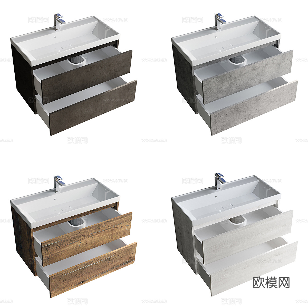 现代意式浴室柜 台盆柜3d模型