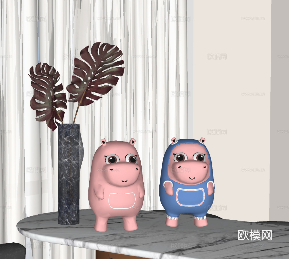 现代卡通雕塑摆件su模型下载