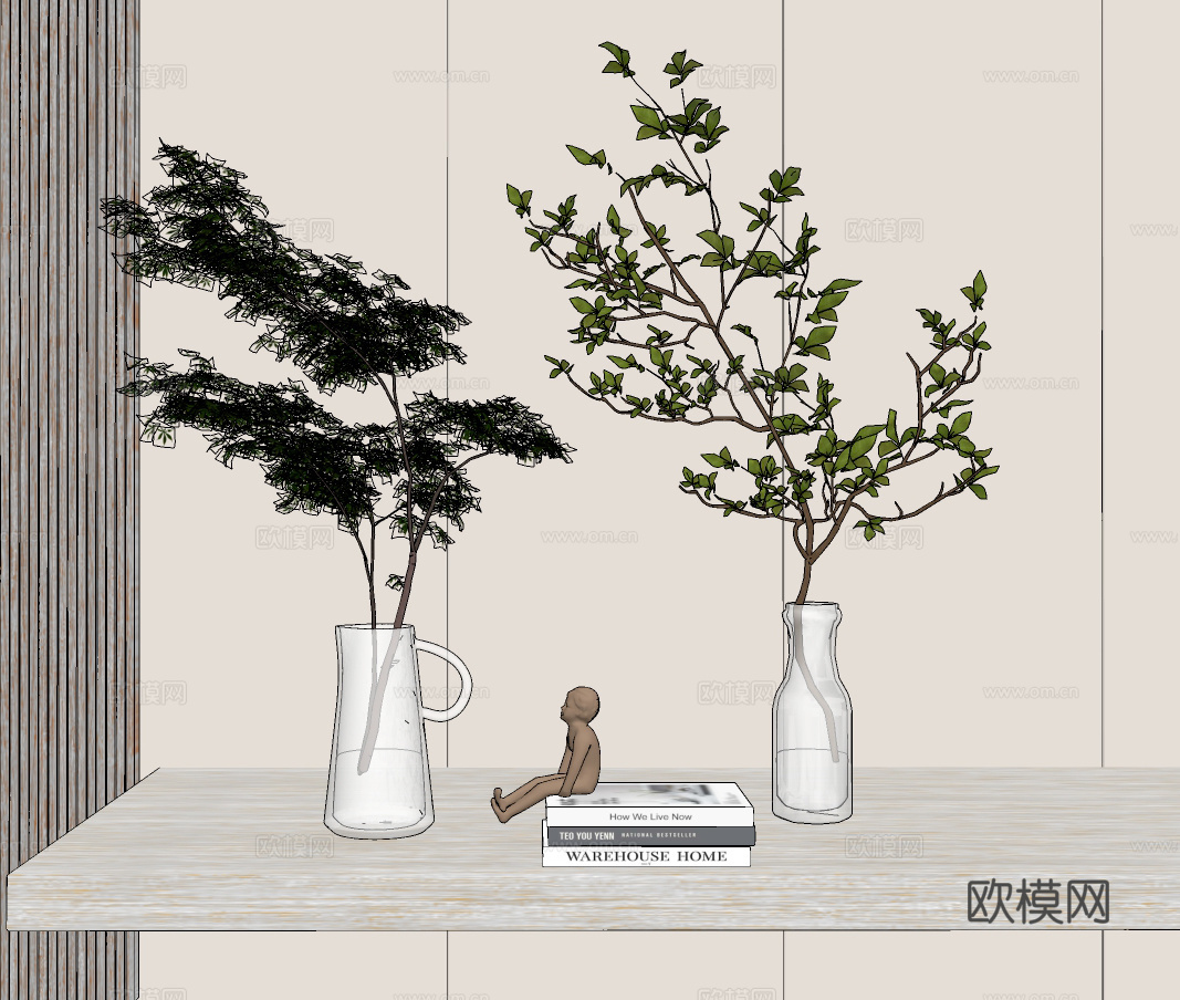 现代花瓶插花su模型下载