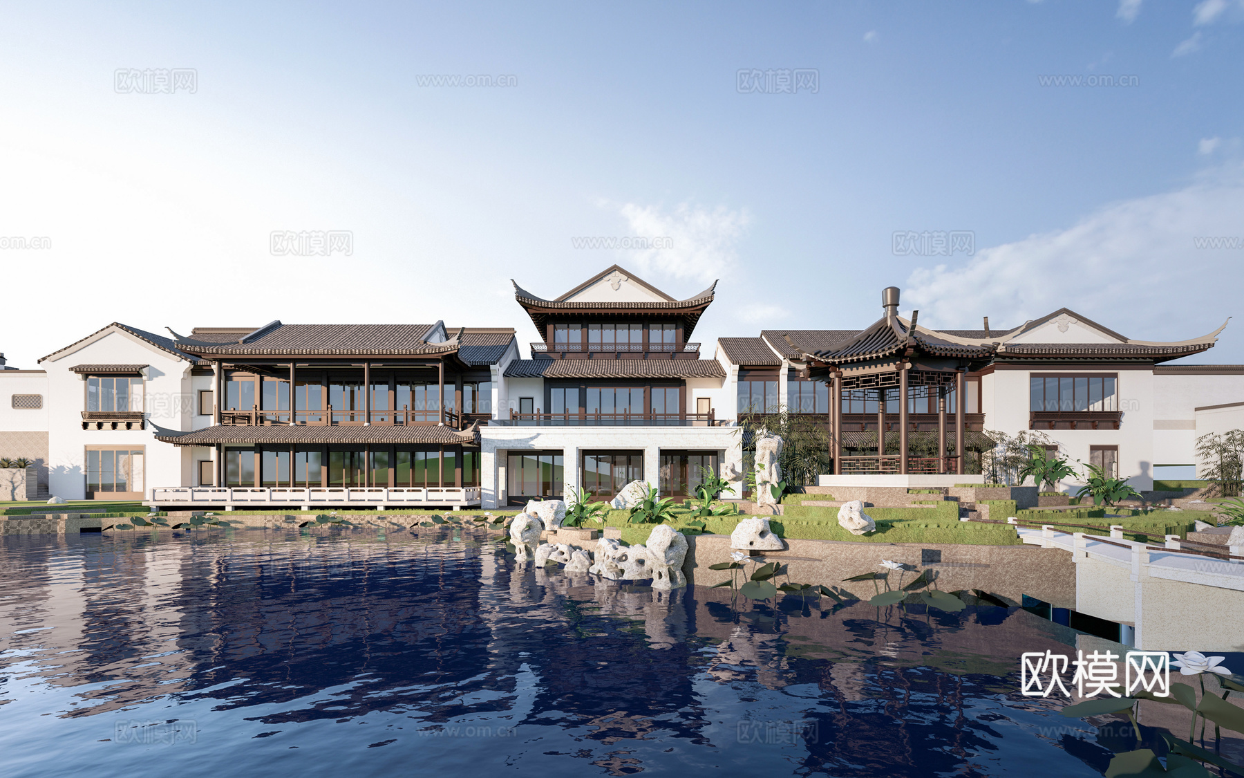 中式园林建筑 古建筑 中式建筑su模型