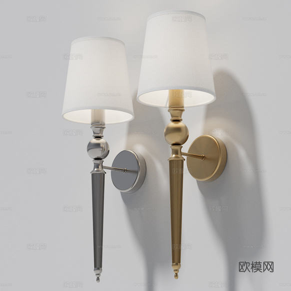 美式簡(jiǎn)約長(zhǎng)條金屬壁燈3d模型下載(渲染圖6)