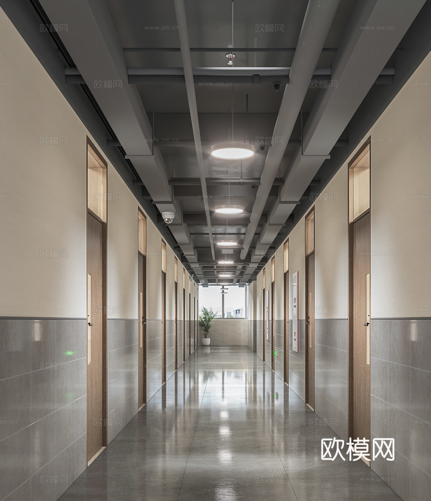 过道 学校寝室过道 走廊 宿舍走廊 过道 教室走廊su模型