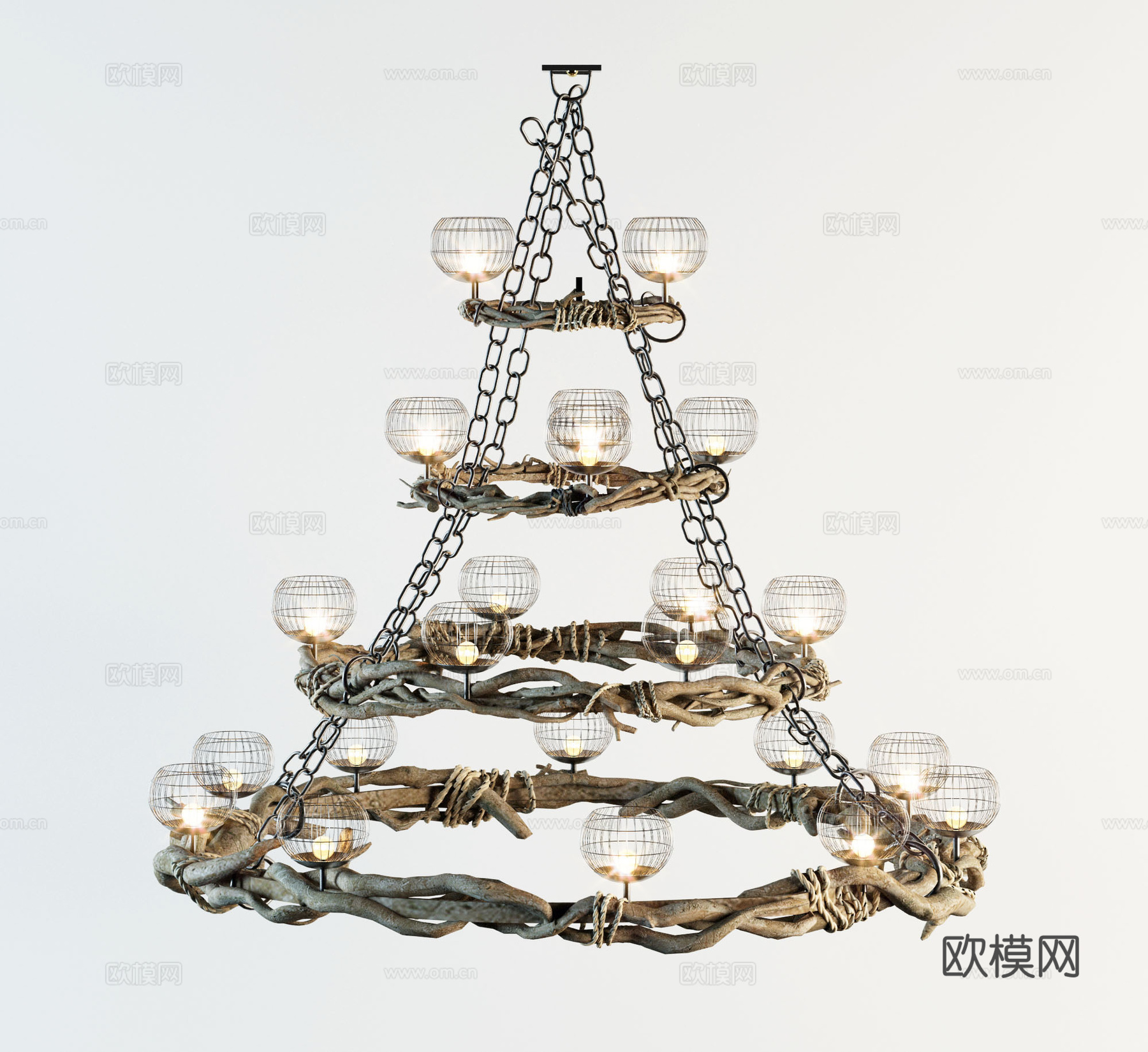 自然风多层吊灯su模型下载