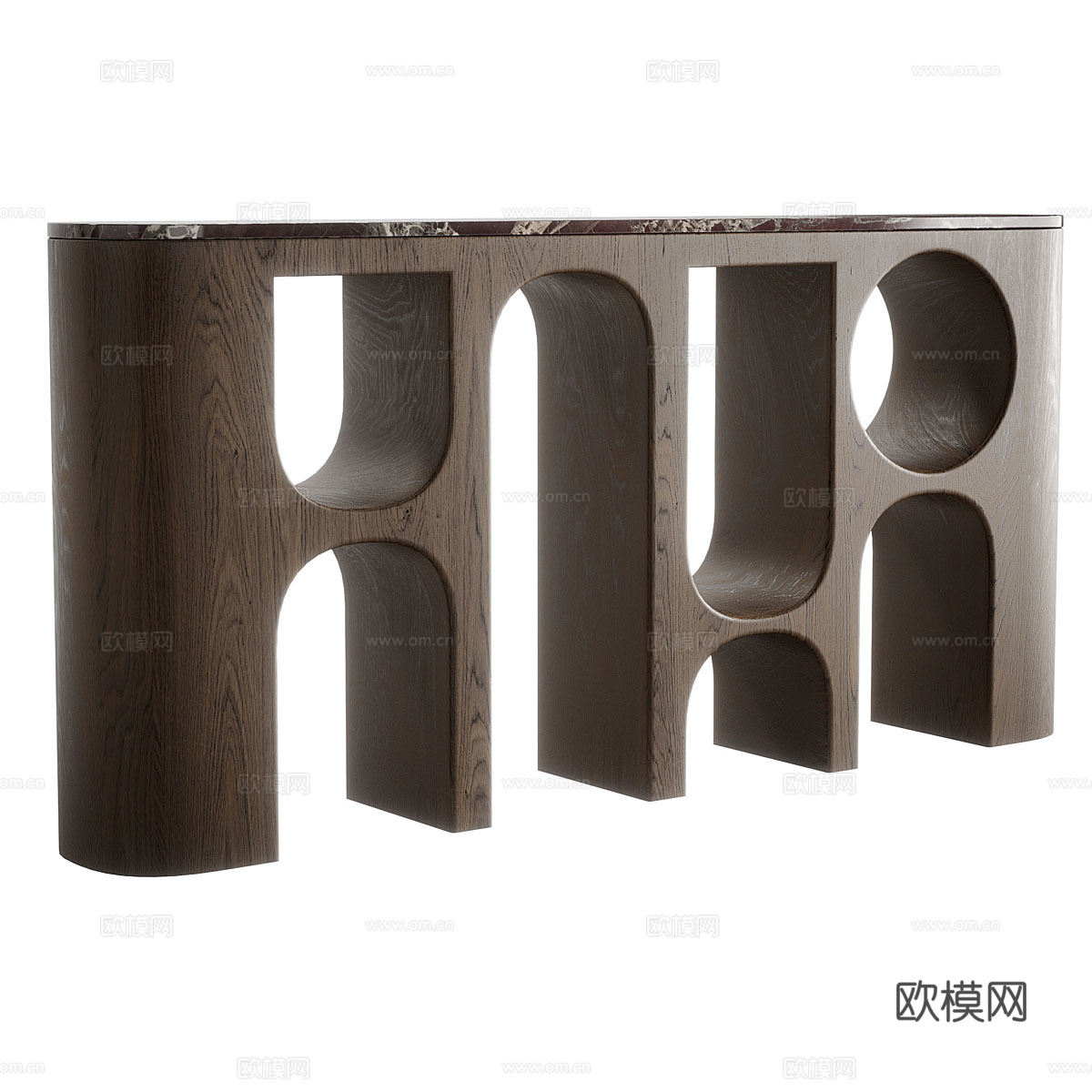 现代意式实木玄关柜 端景台3d模型