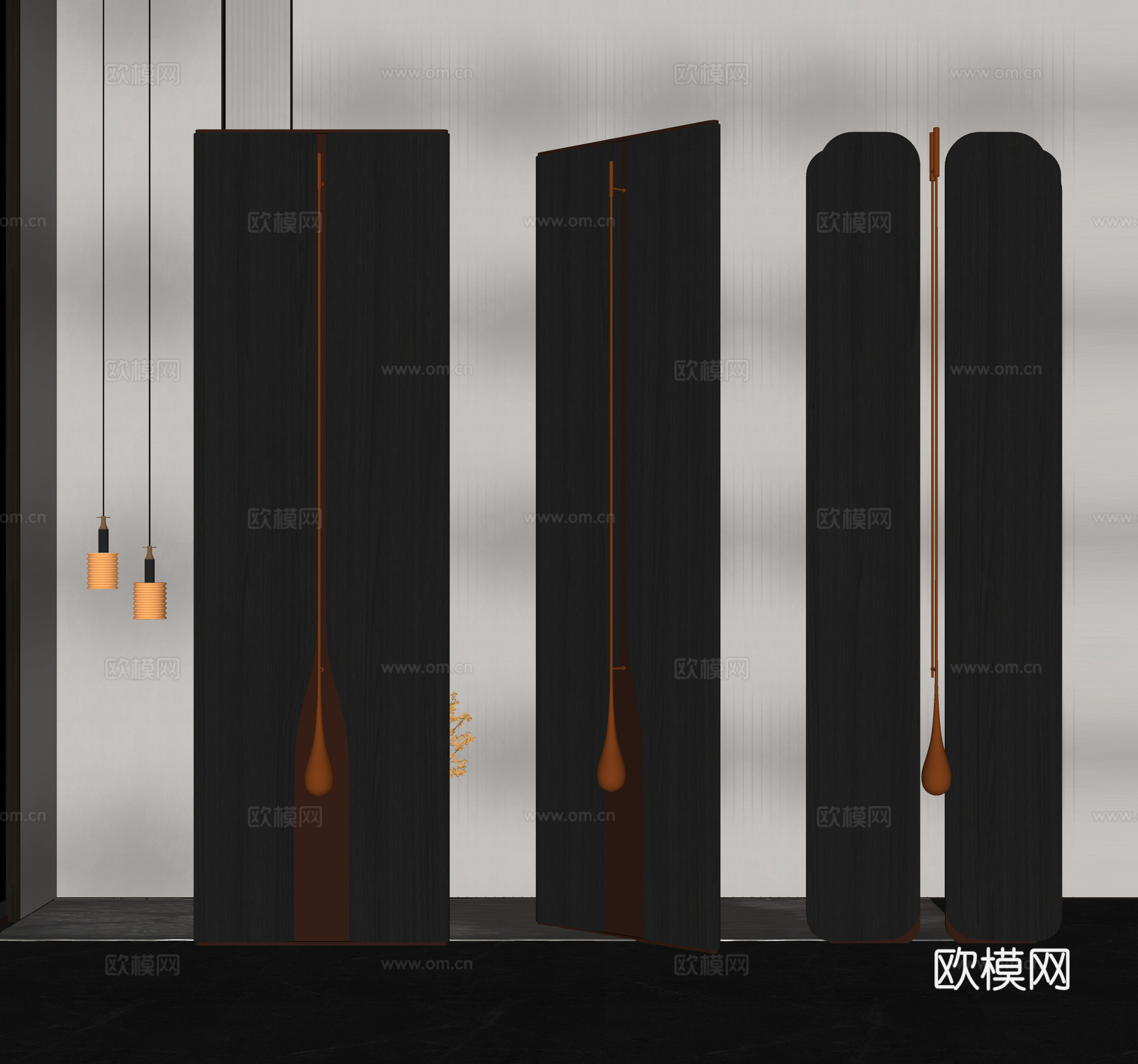 现代屏风隔断su模型