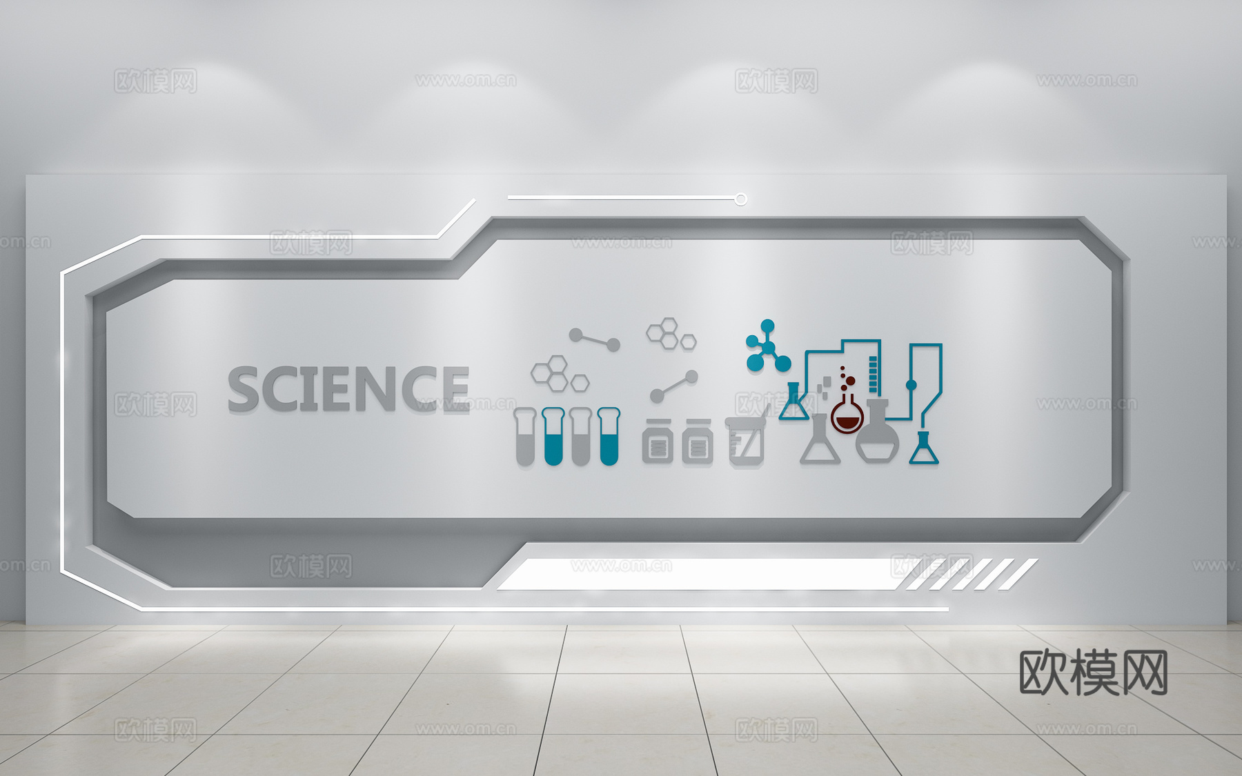 学校实验室文化墙科学科技文化墙创客室创客空间科创室科技背景墙3d模型