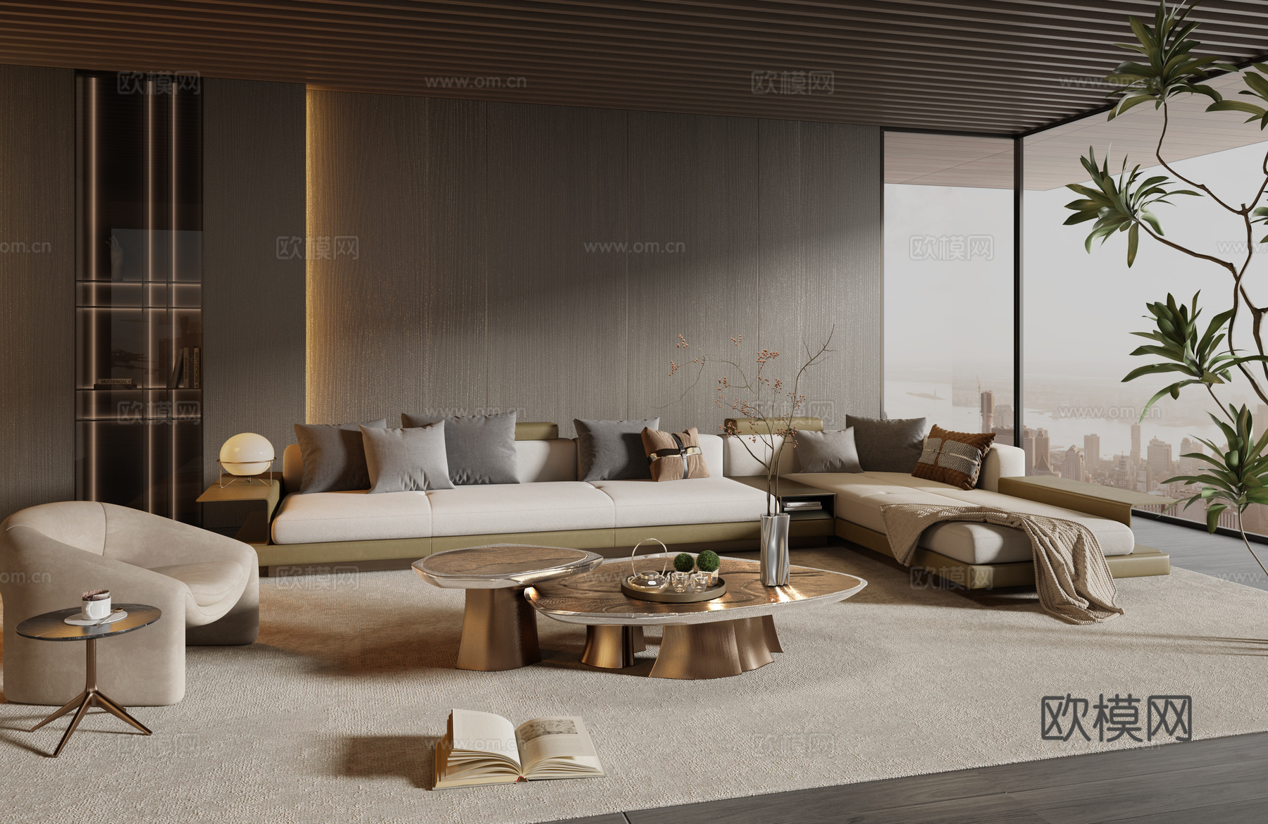 Minotti 米洛提现代客厅 米洛提沙发组合su模型