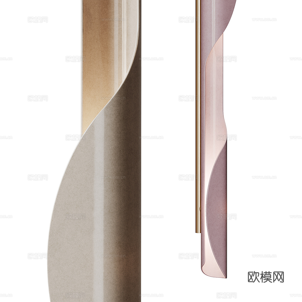 现代意式极简长条金属装饰壁灯3d模型