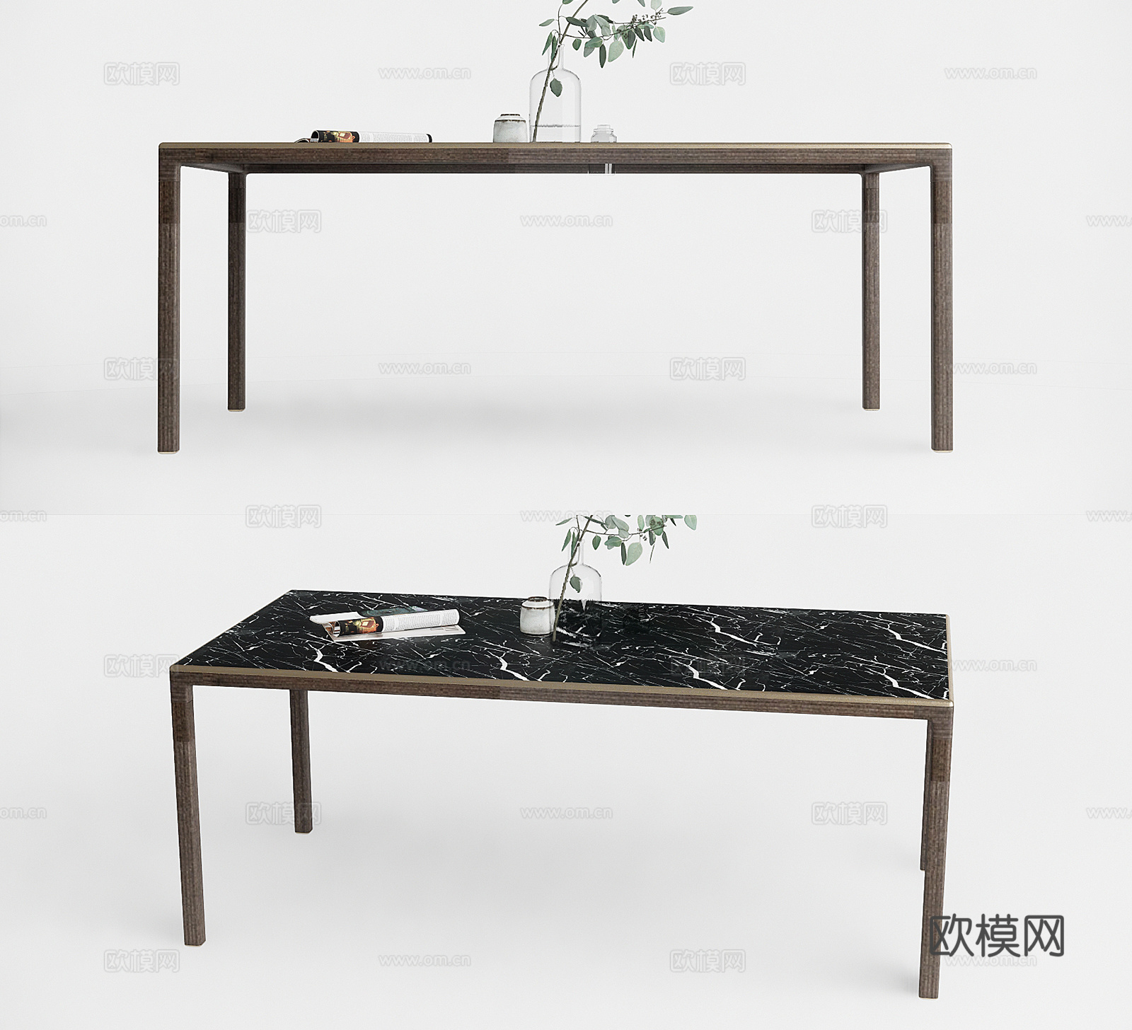 现代大理石餐桌su模型下载