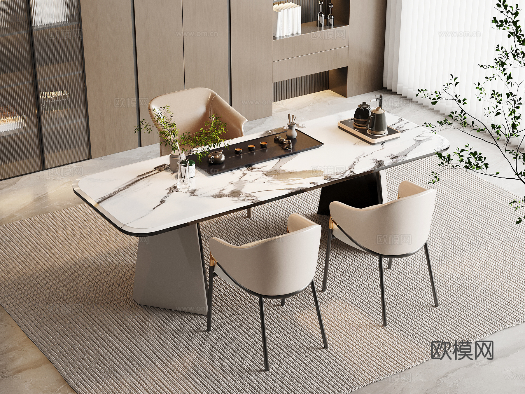 现代茶桌椅 茶台3d模型