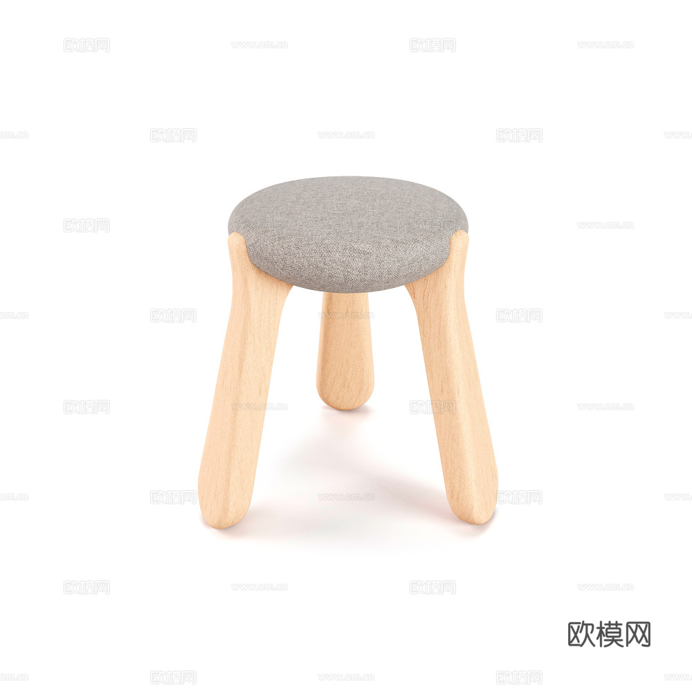 实木小板凳换鞋凳矮凳床尾凳北欧简约小凳子布艺化妆凳su模型