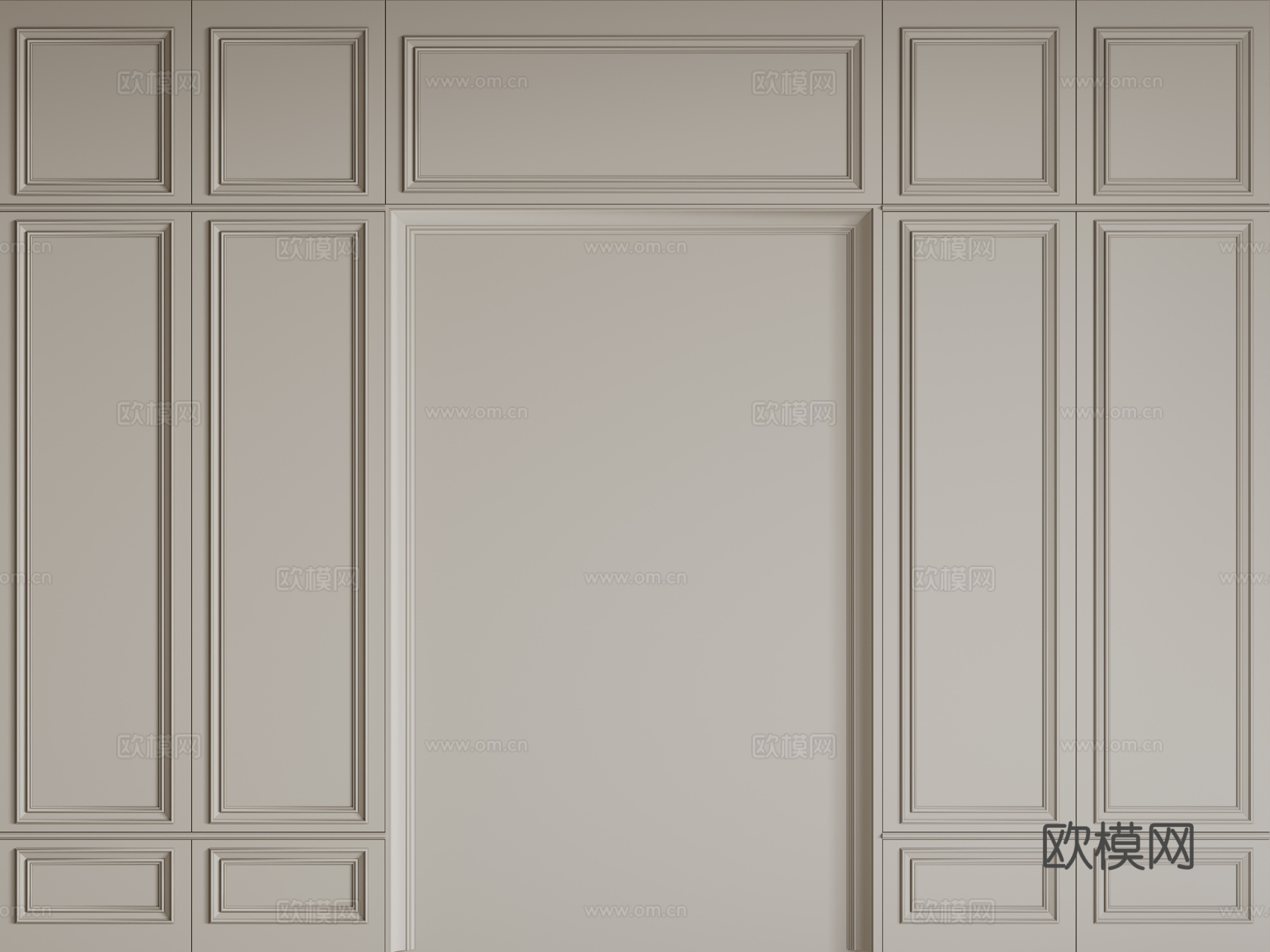 法式护墙板 PU线条 雕花线条 石膏线背景墙su模型下载（渲染图1）