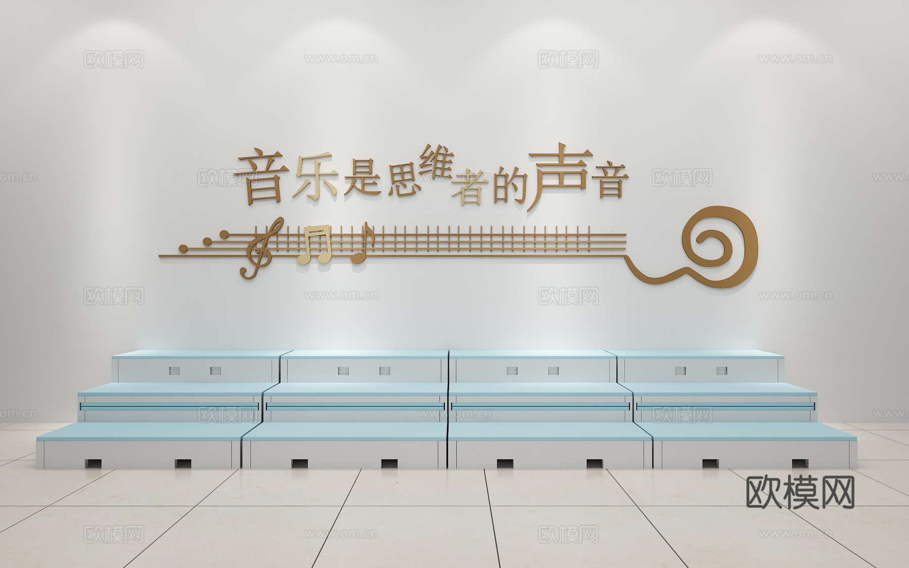 音乐室音乐合唱台阶音乐室墙饰音乐室文化墙3d模型