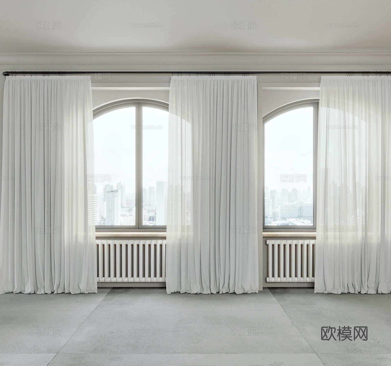 现代窗帘 纱帘 罗马帘 透光窗帘3d模型