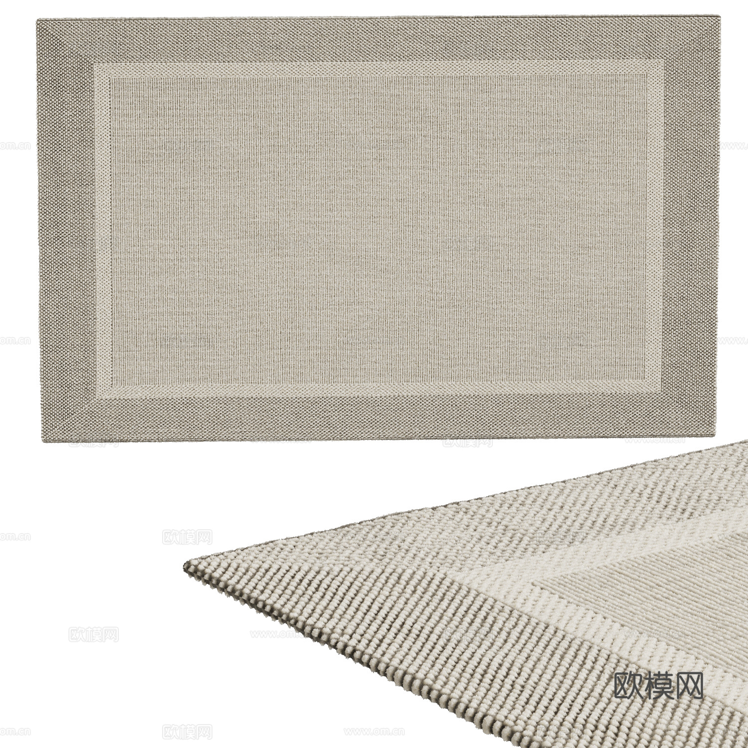 现代地毯 条纹地毯 懒人沙发 植物盆栽 抽象地毯 方形地毯su模型下载（渲染图1）