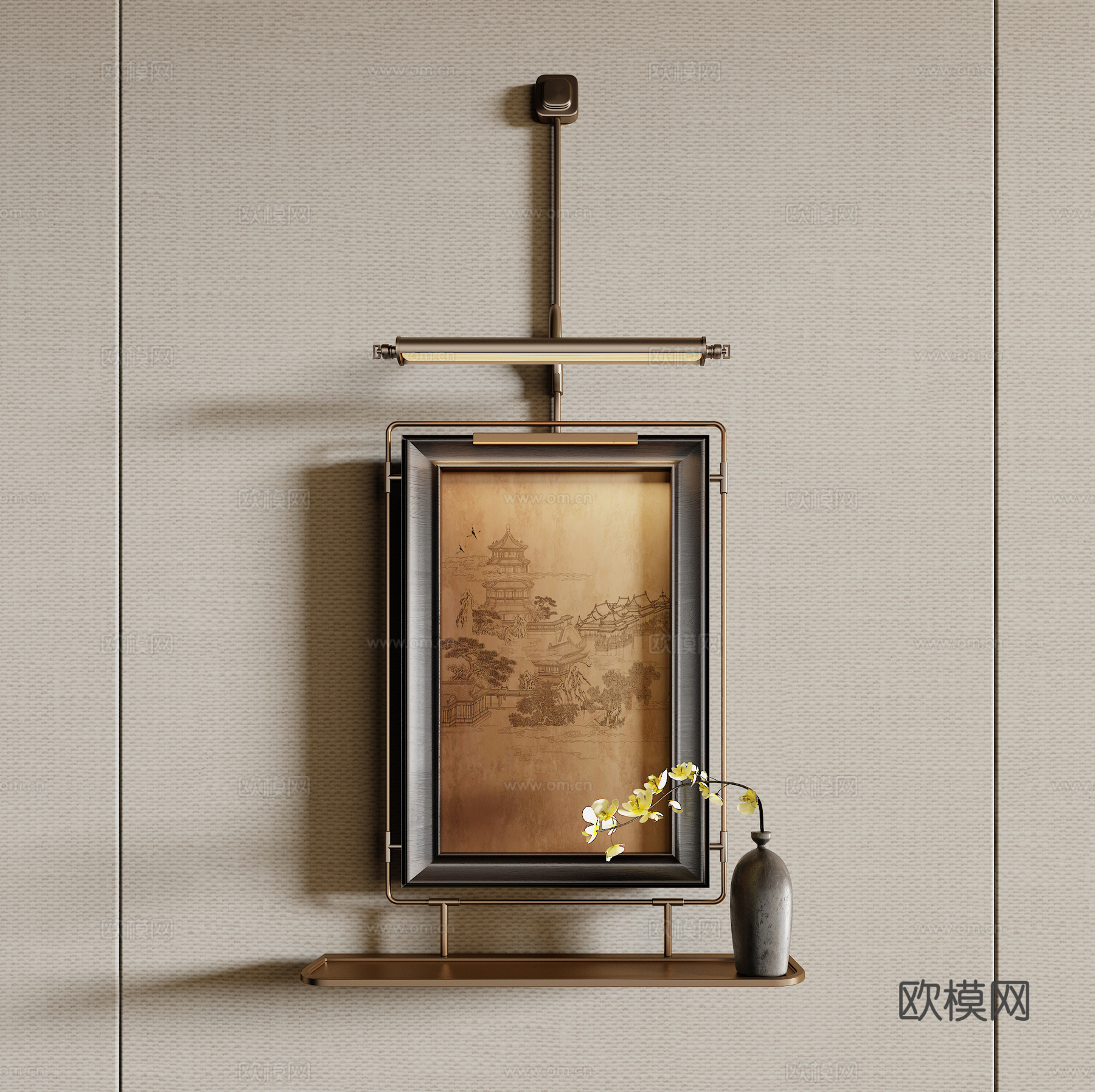 现代复古抽象挂画 装饰画组合 高级挂画 挂画组合3d模型