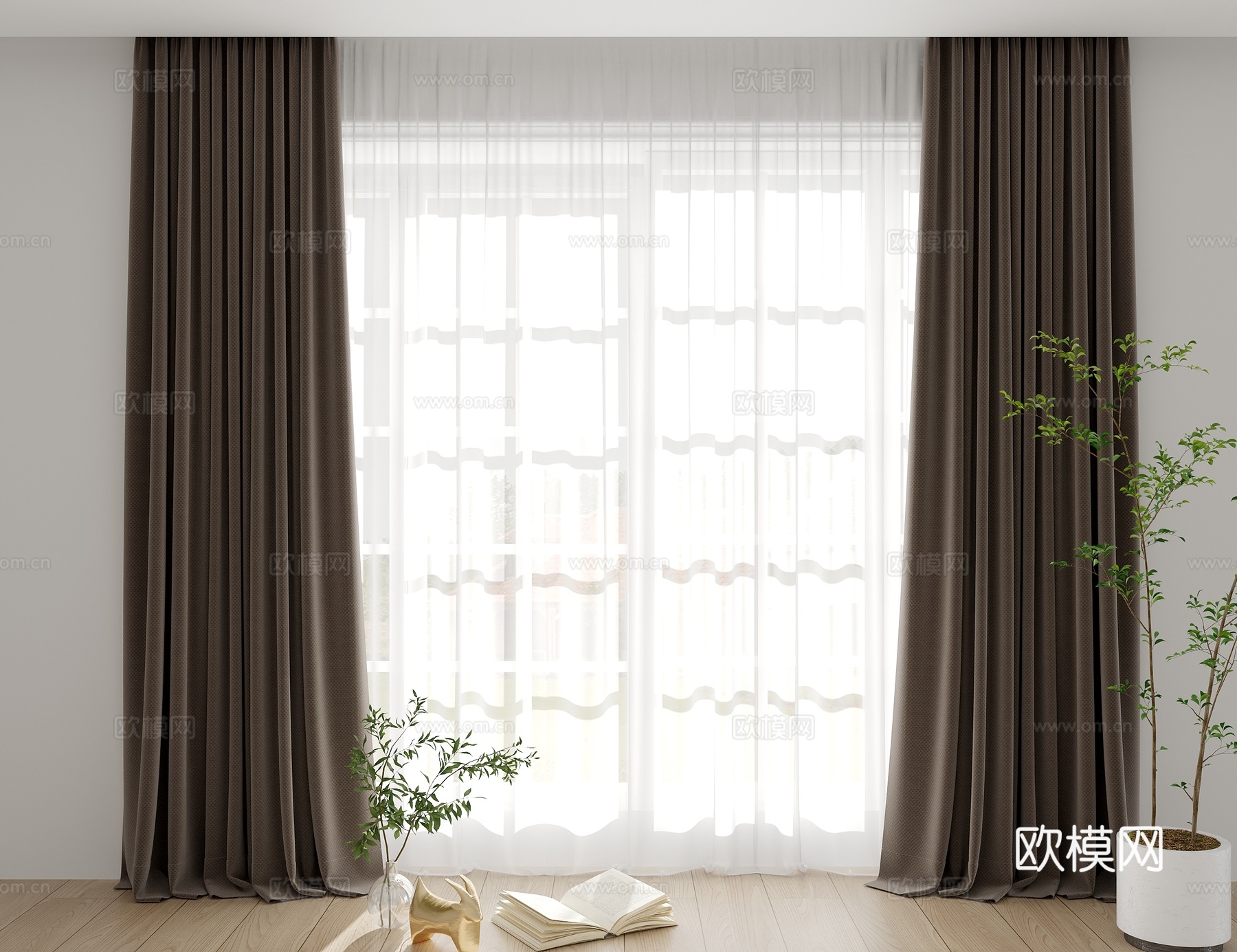 现代意式窗帘3d模型