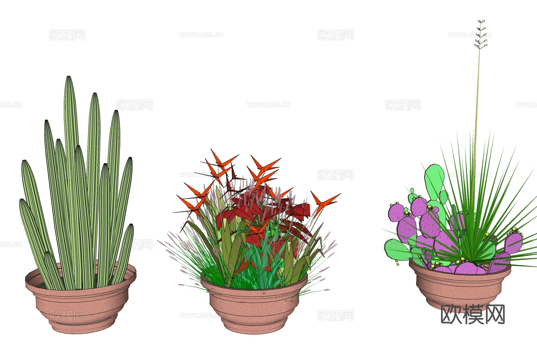 现代盆栽植物免费su模型下载
