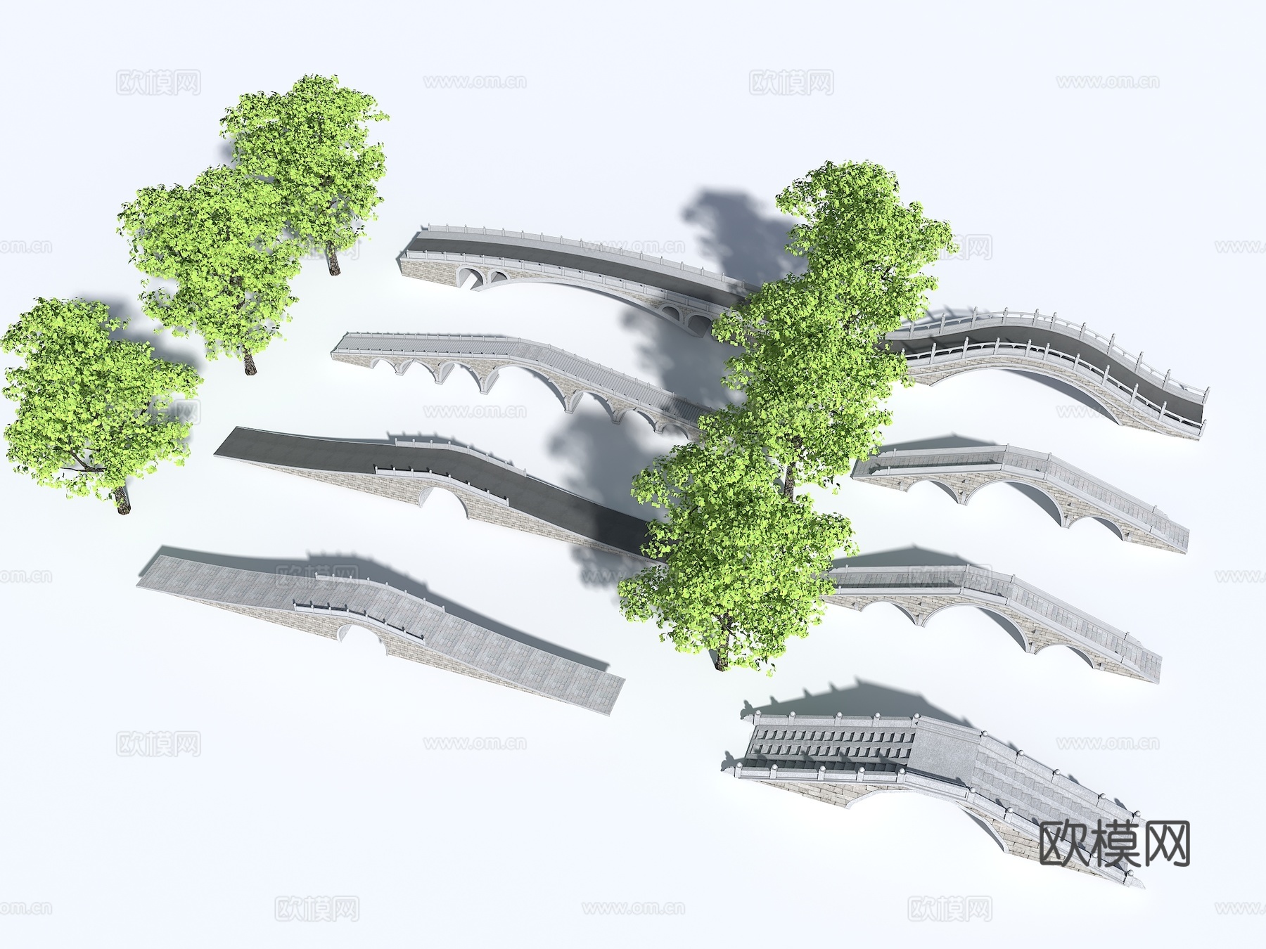 景观拱桥 庭院桥 中式石拱桥 景观石桥 单拱桥 现代石桥 石3d模型